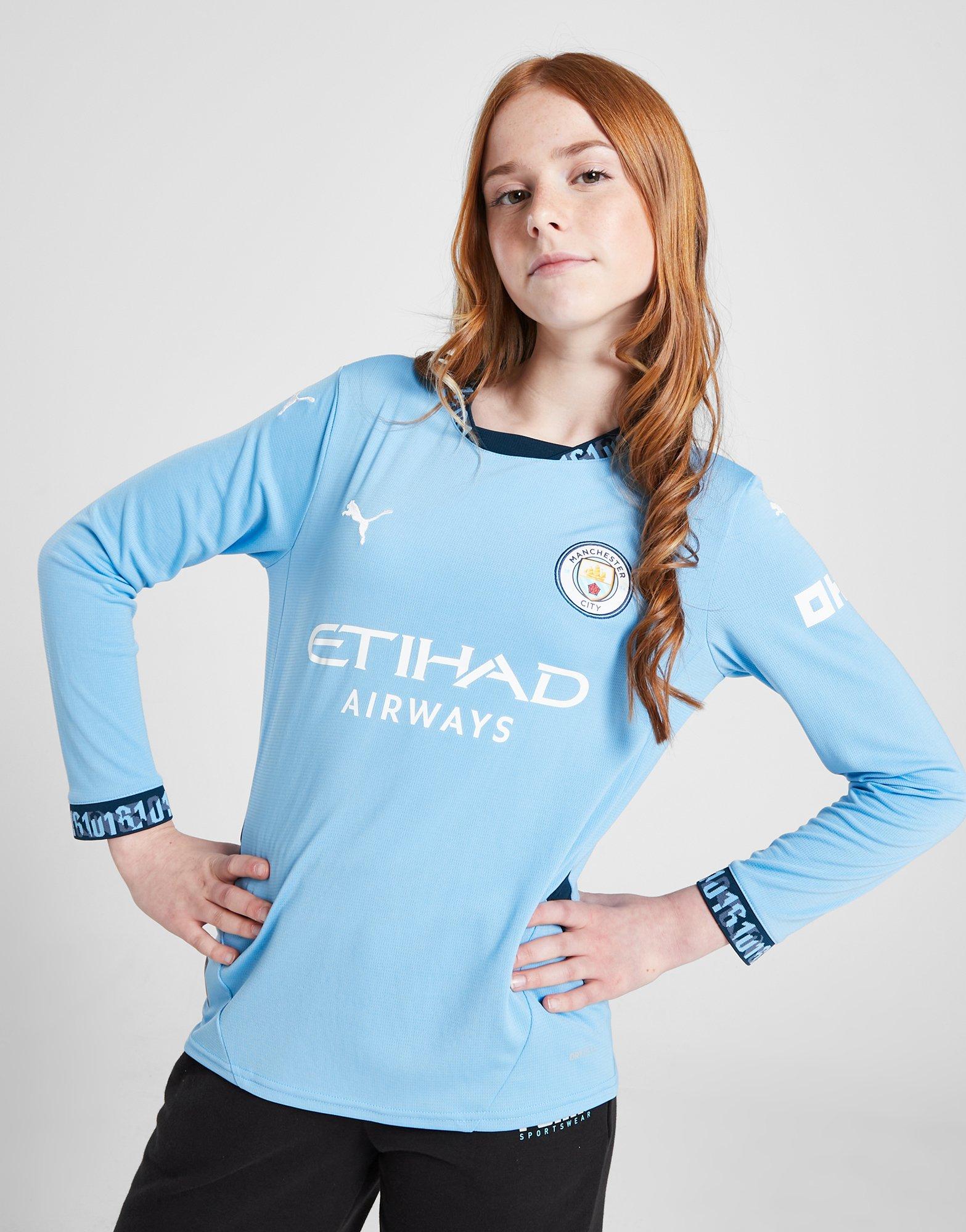 Blue PUMA Manchester City FC 24/25 Long Sleeve Home Shirt Jr