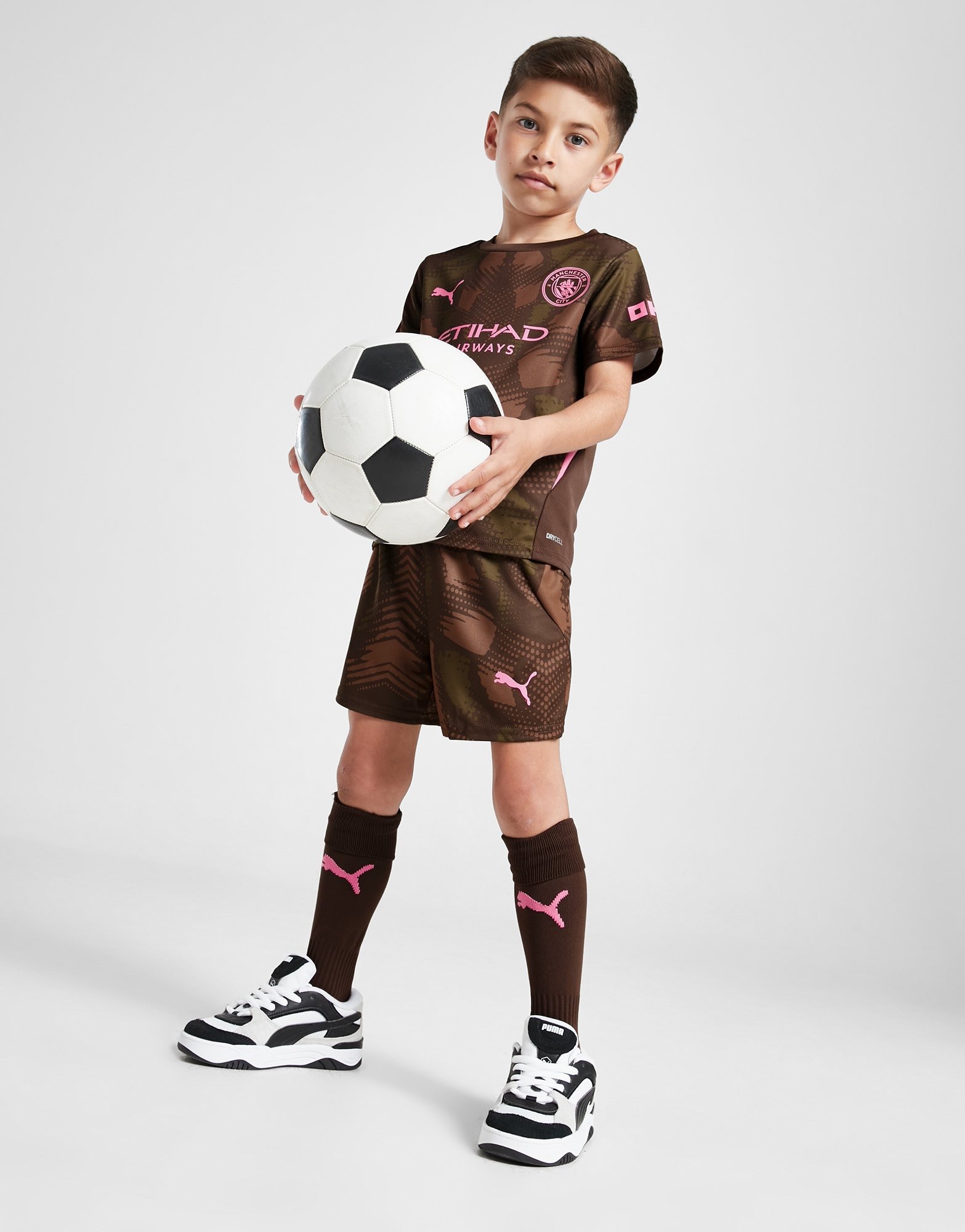 Brown Puma Manchester City FC 2024/25 Goalkeeper Kit Children | JD ...