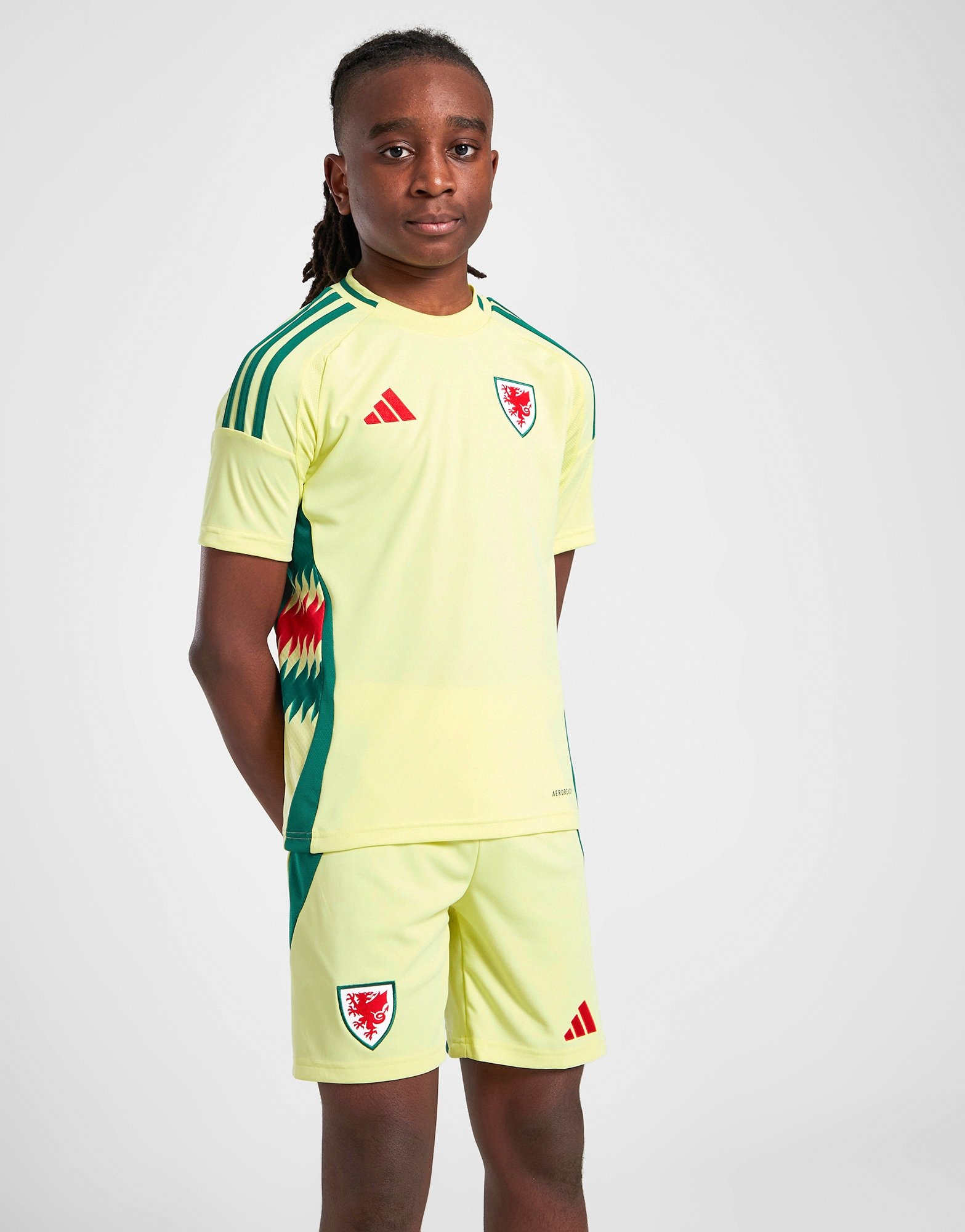 Yellow adidas Wales 2024 Away Shorts Junior | JD Sports UK