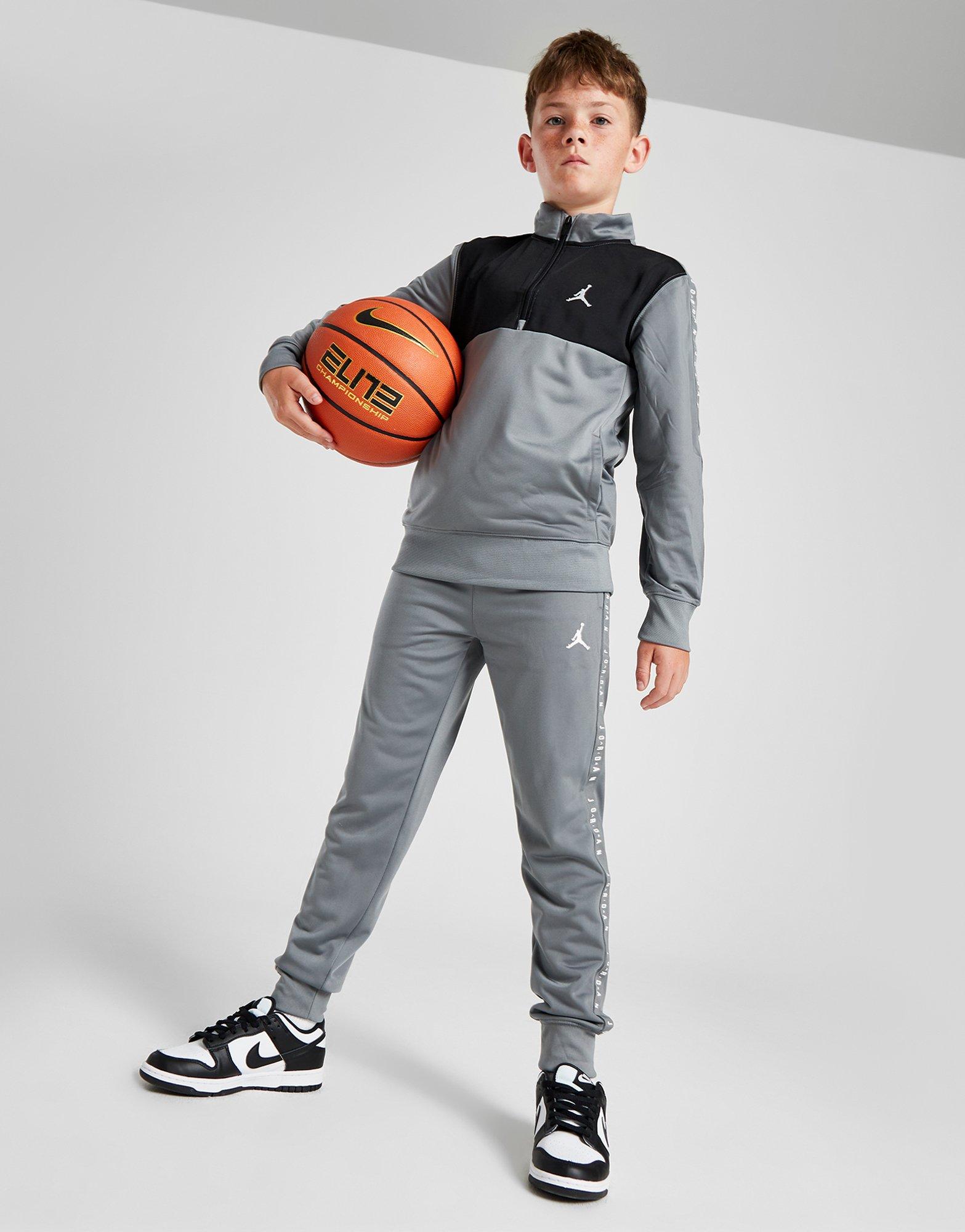 Grey Jordan Jumpman Poly 1 4 Zip Tape Tracksuit Junior JD Sports Global