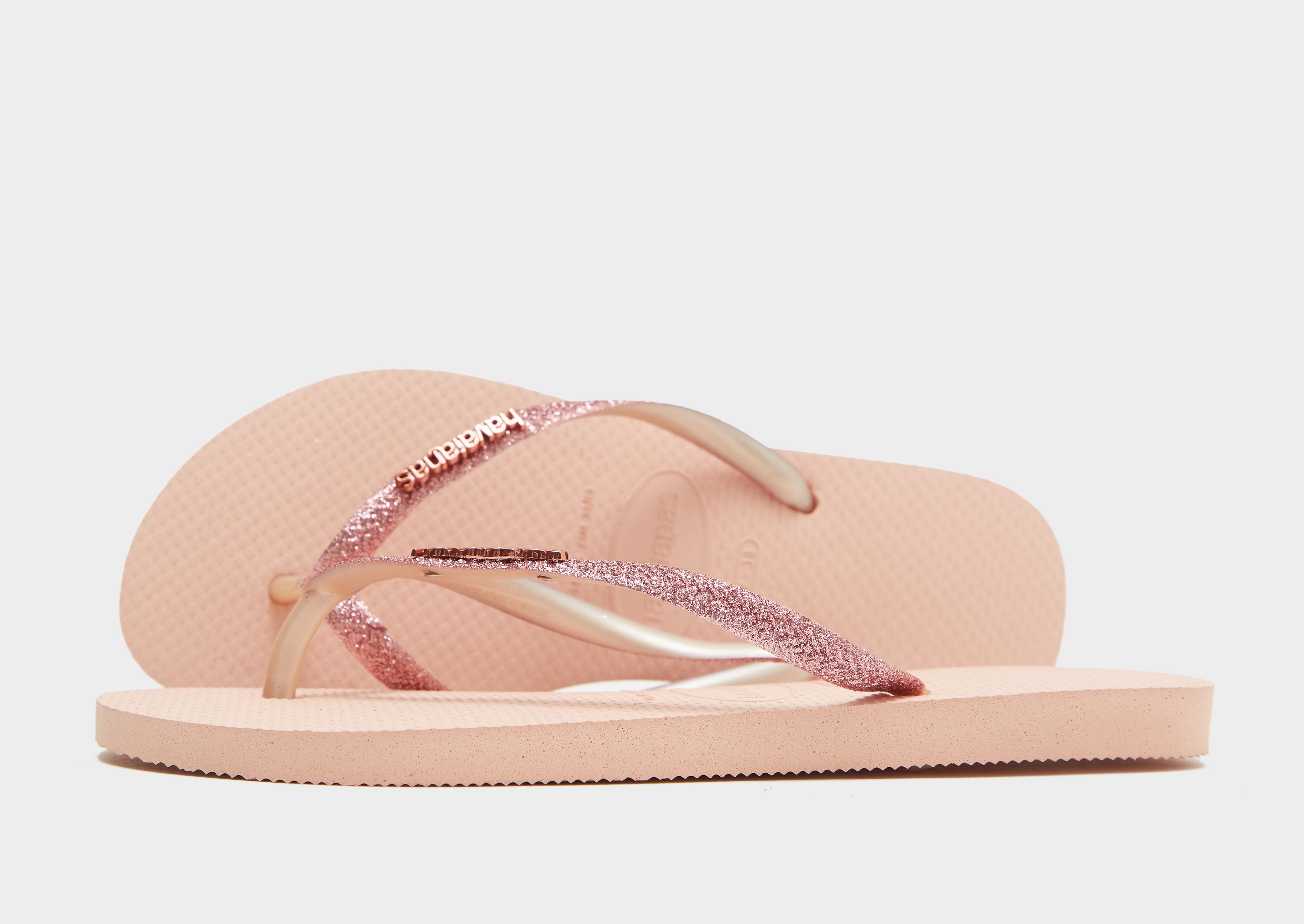 Pink Havaianas Slim Glitter Flip Flops Women s JD Sports Global