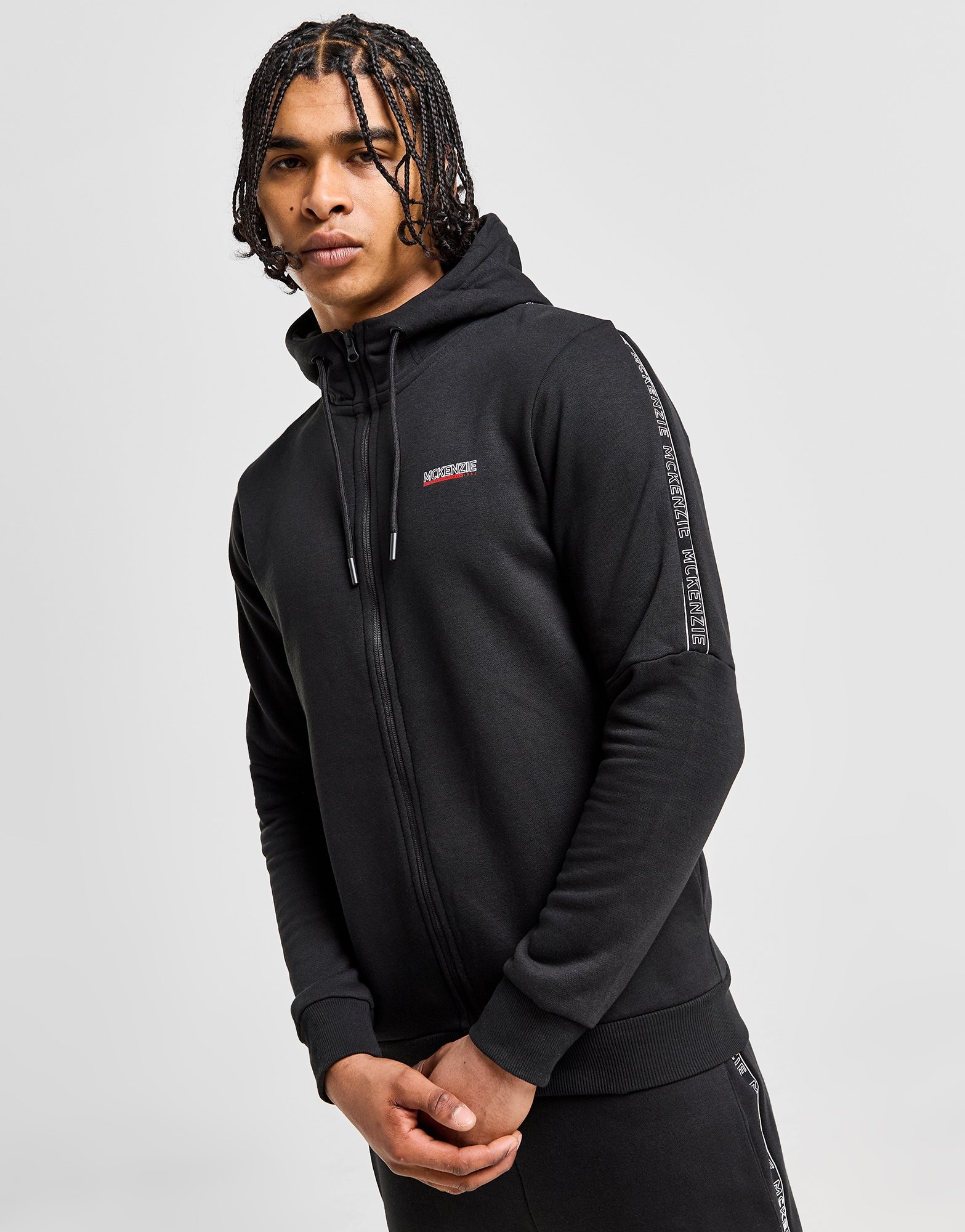 Black McKenzie Essential Tape Full-Zip Hoodie - JD Sports NZ