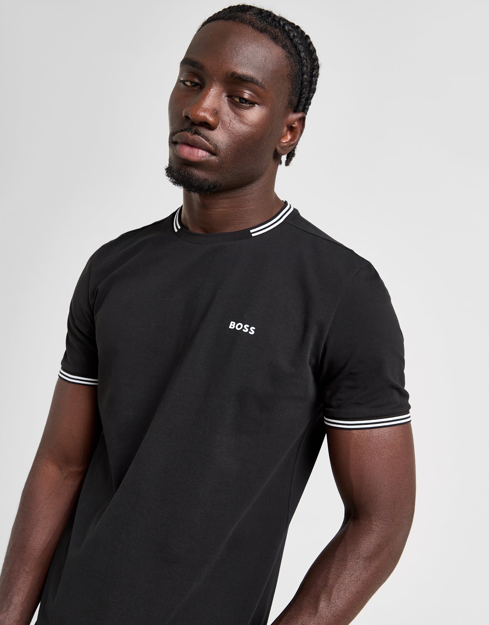 Black BOSS Taul Pique Tip T-Shirt | JD Sports UK