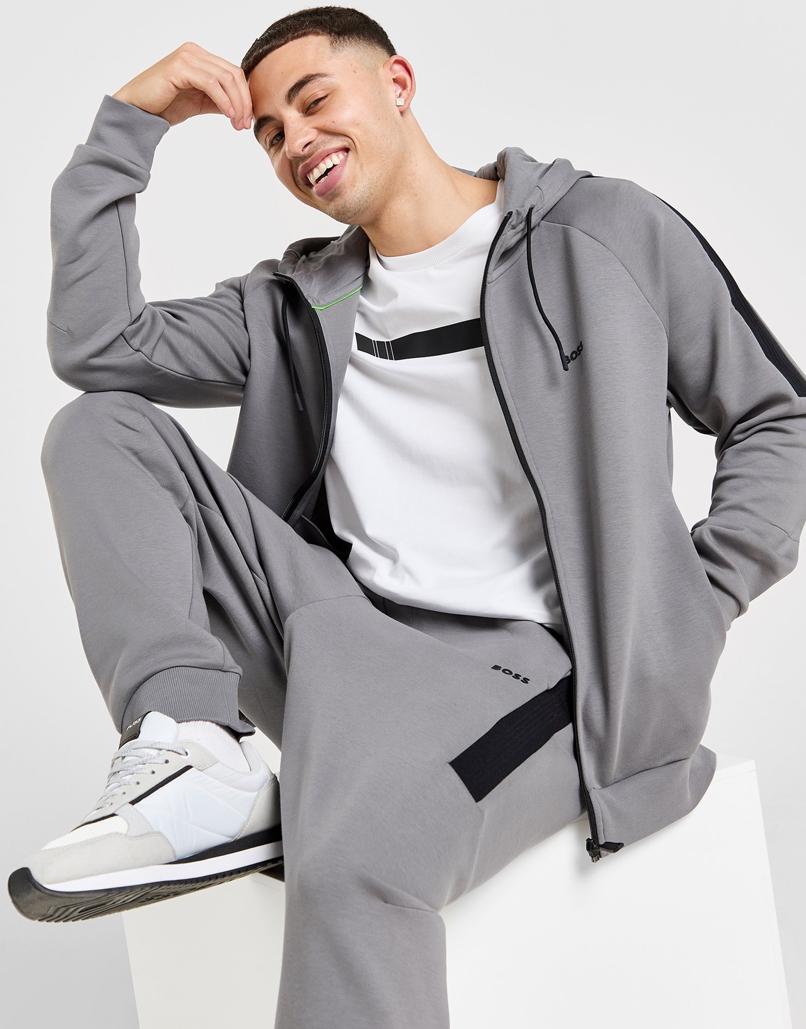 Grey BOSS Full Zip Tracksuit JD Sports UK