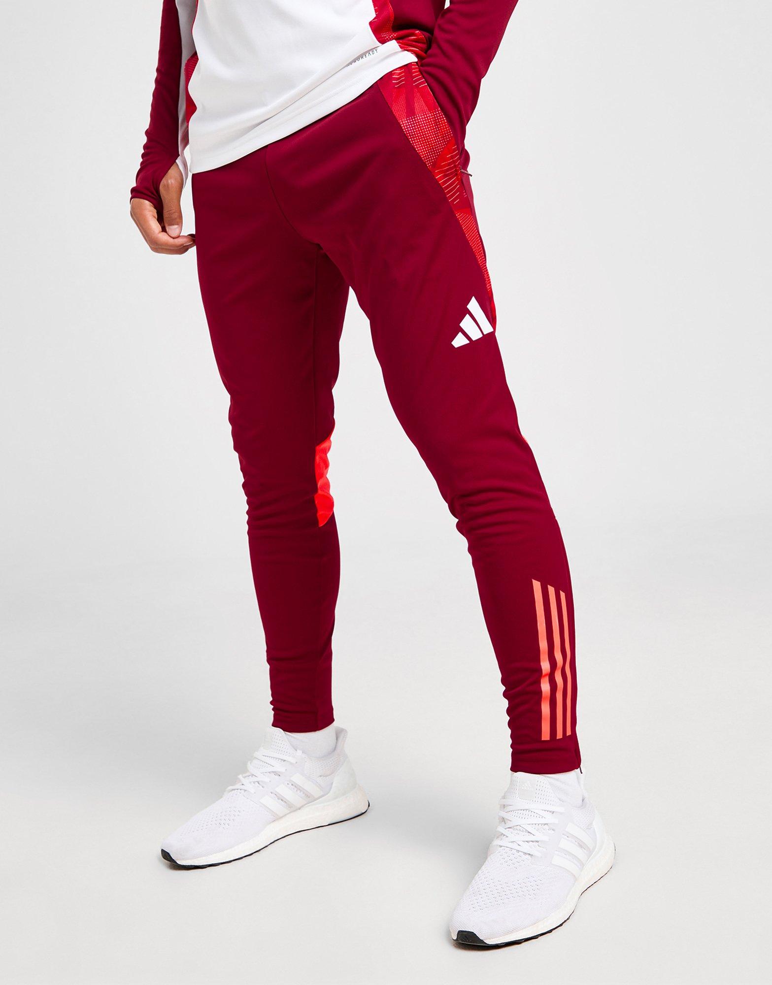 Mens red adidas track pants best sale