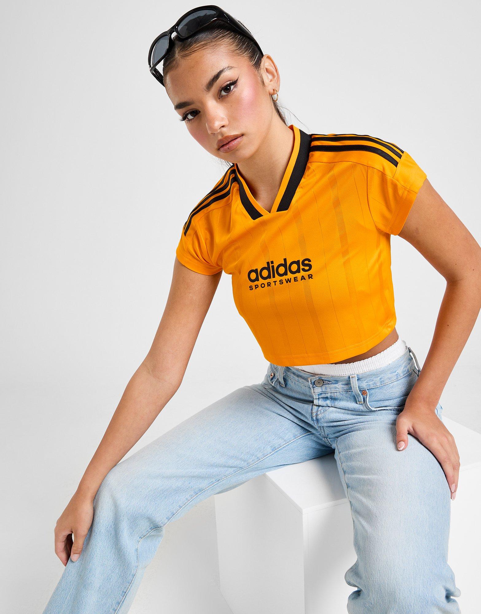 Adidas crop top orange on sale