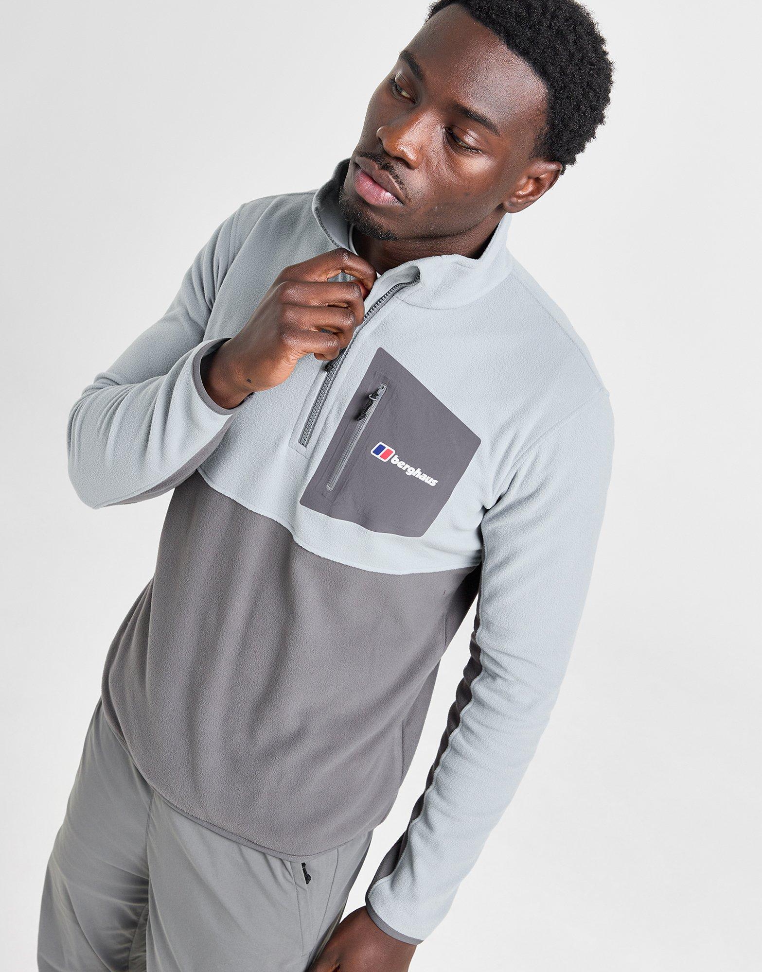 Pull Polaire Berghaus Homme – 1/2 Zip, Gris, Taille XL (État Parfait Occasion)