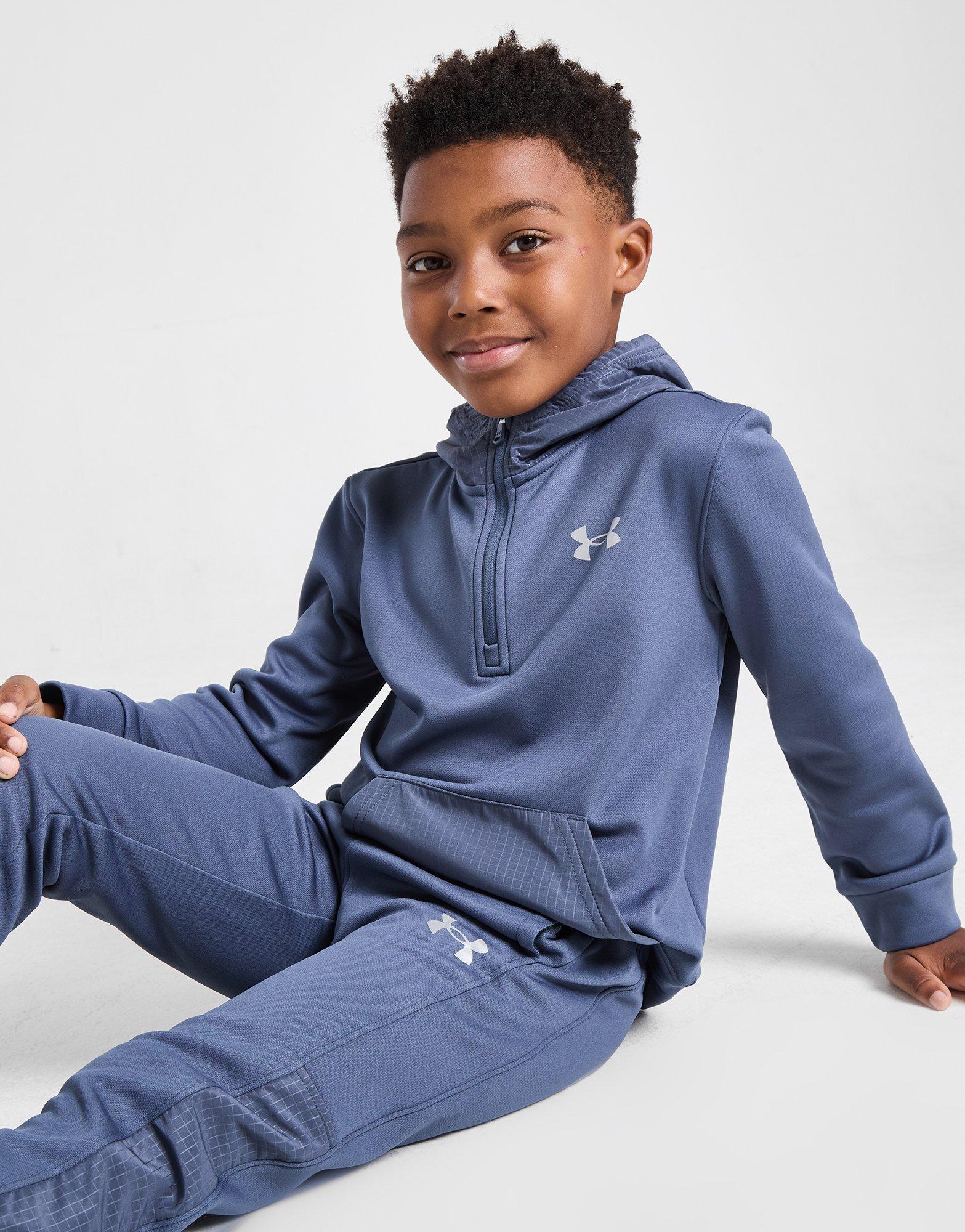 Under Armour Hooded 1/4 Zip Grid Fleece Tracksuit Children