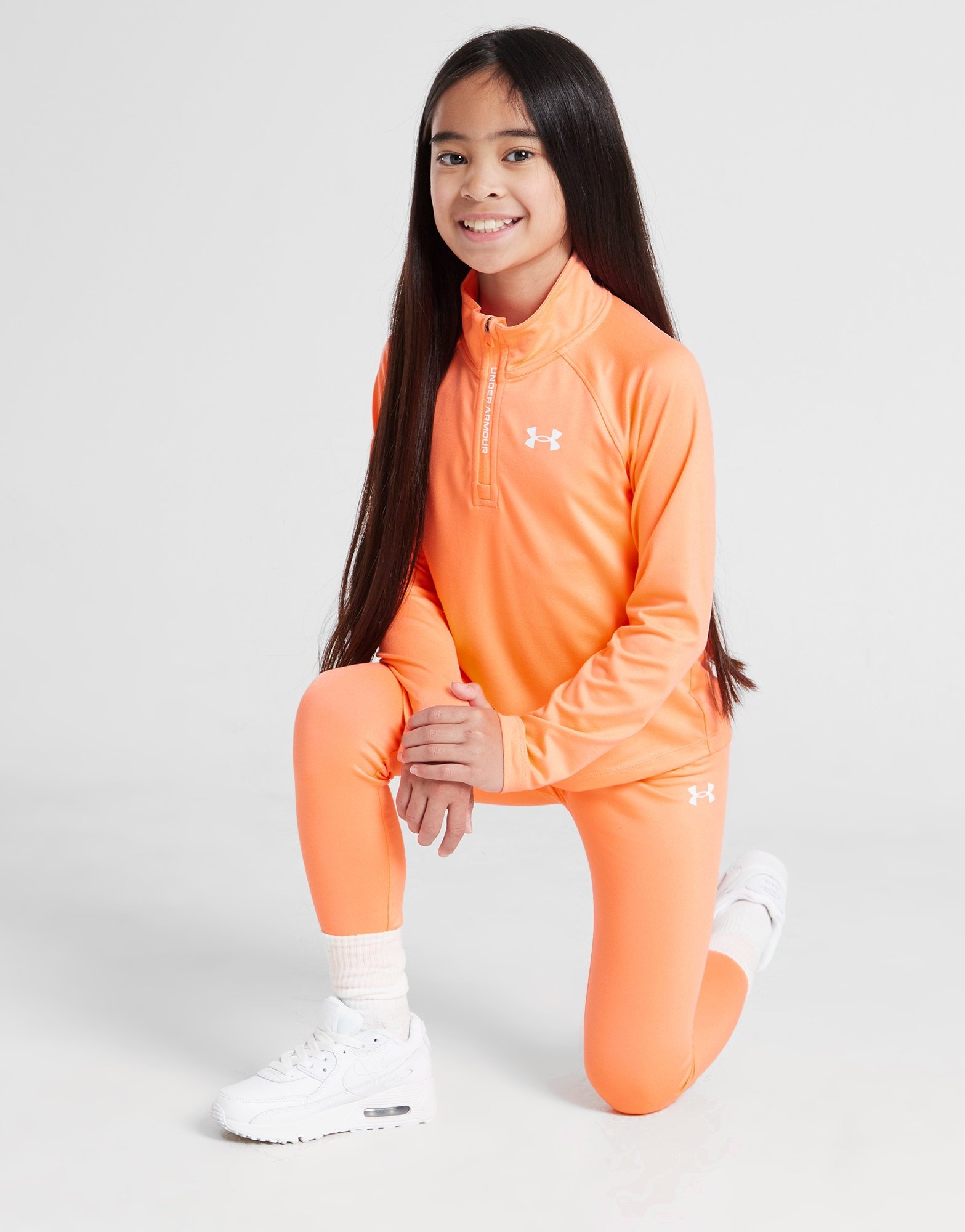 Orange Under Armour Girls Wordmark 1 4 Zip Leggings Set Children JD Sports Ireland