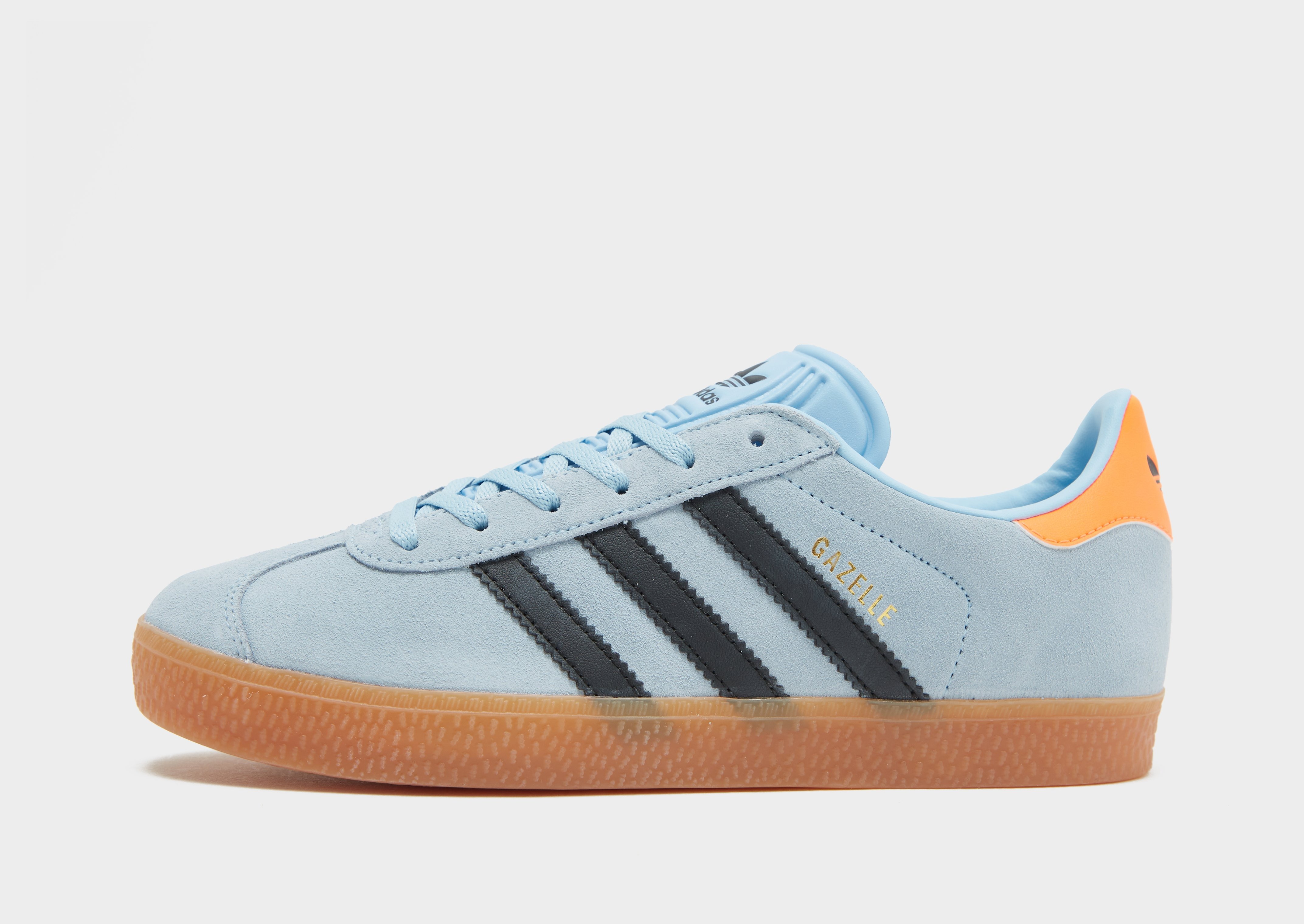 adidas Grade School Gazelle J 'Clear Sky Black Solar Orange' Sneakers