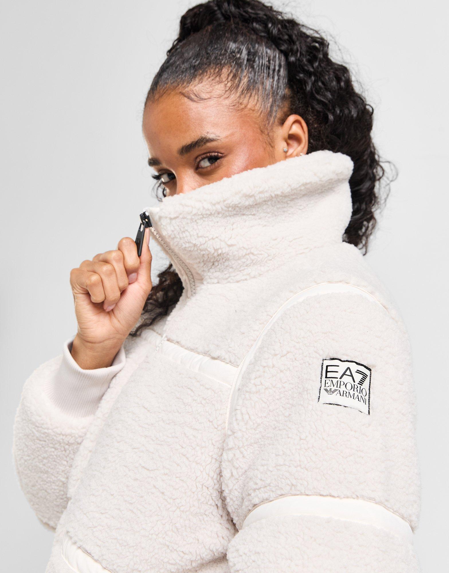 White EA7 Emporio Armani Teddy Full Zip Jacket | JD Sports UK