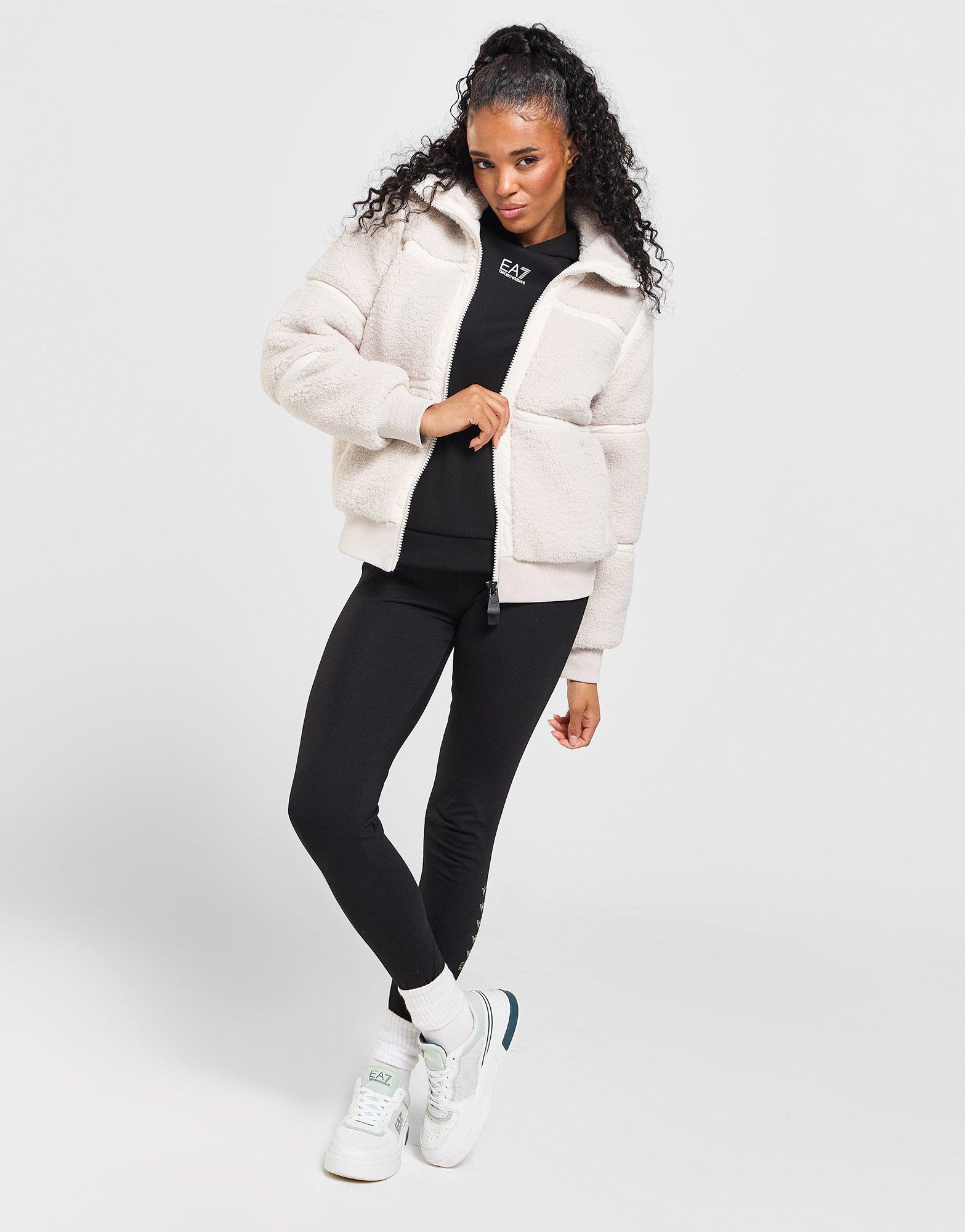 White EA7 Emporio Armani Teddy Full Zip Jacket | JD Sports UK