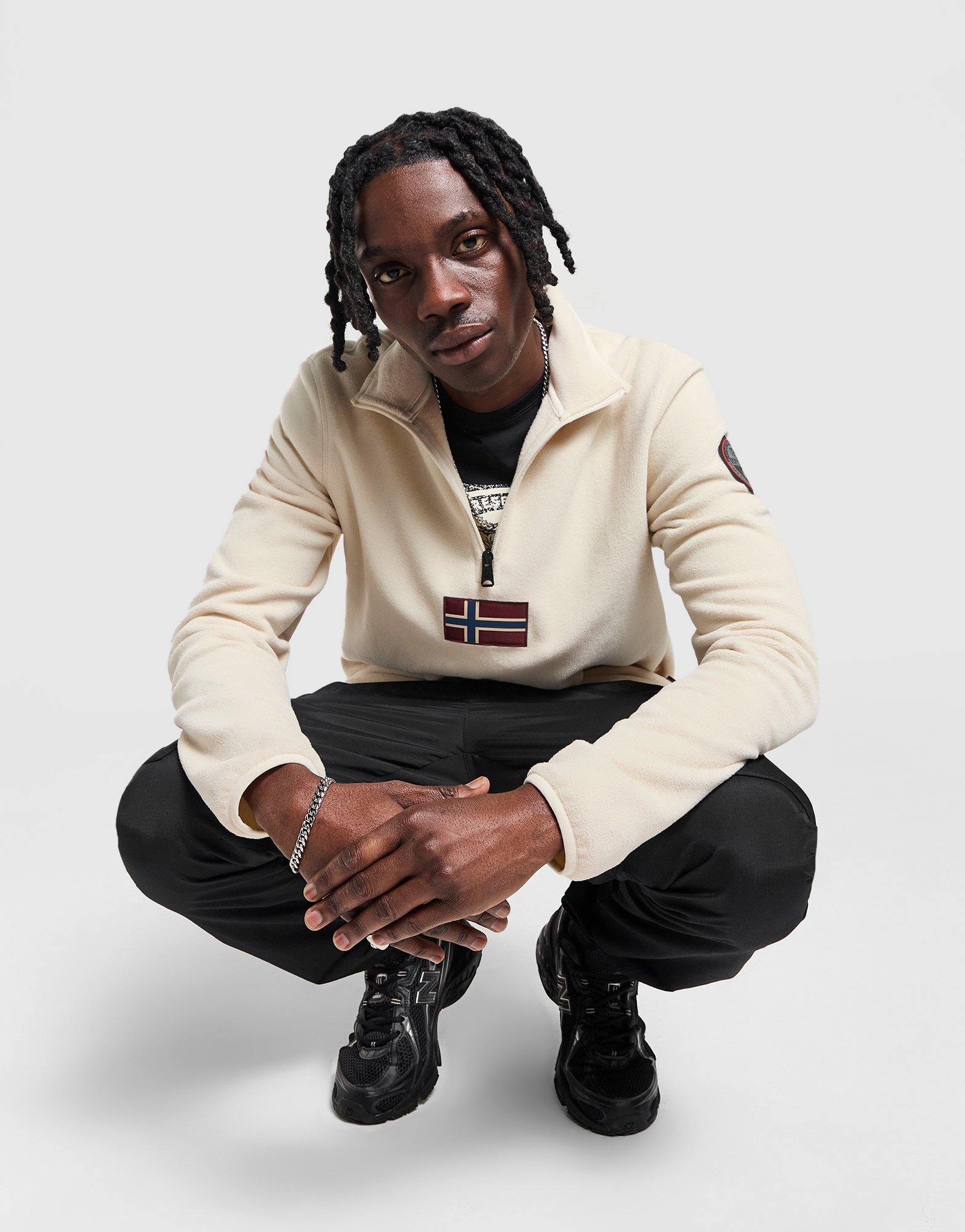 White Napapijri Tev Polar Fleece 1/2 Zip Top JD Sports NZ