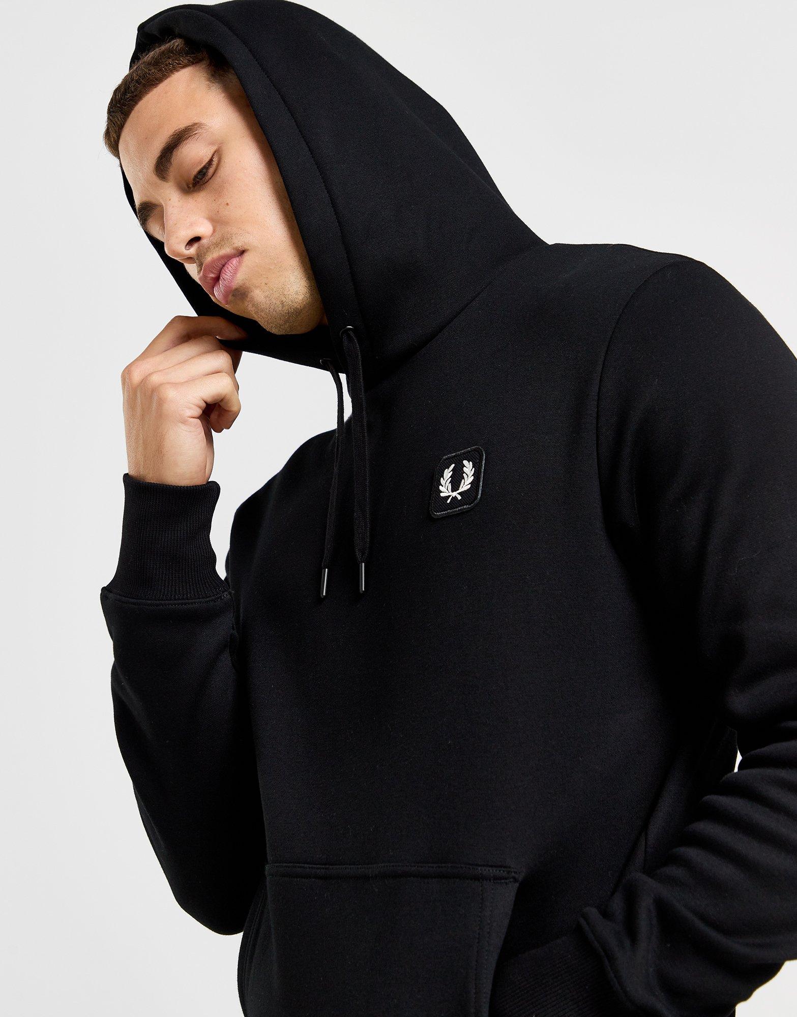 Fred Perry Felpa Con Cappuccio Unisex M6544, Logo Grafico Laurel Leaf, Nero, Taglia XL, Vestibilità Regolare
