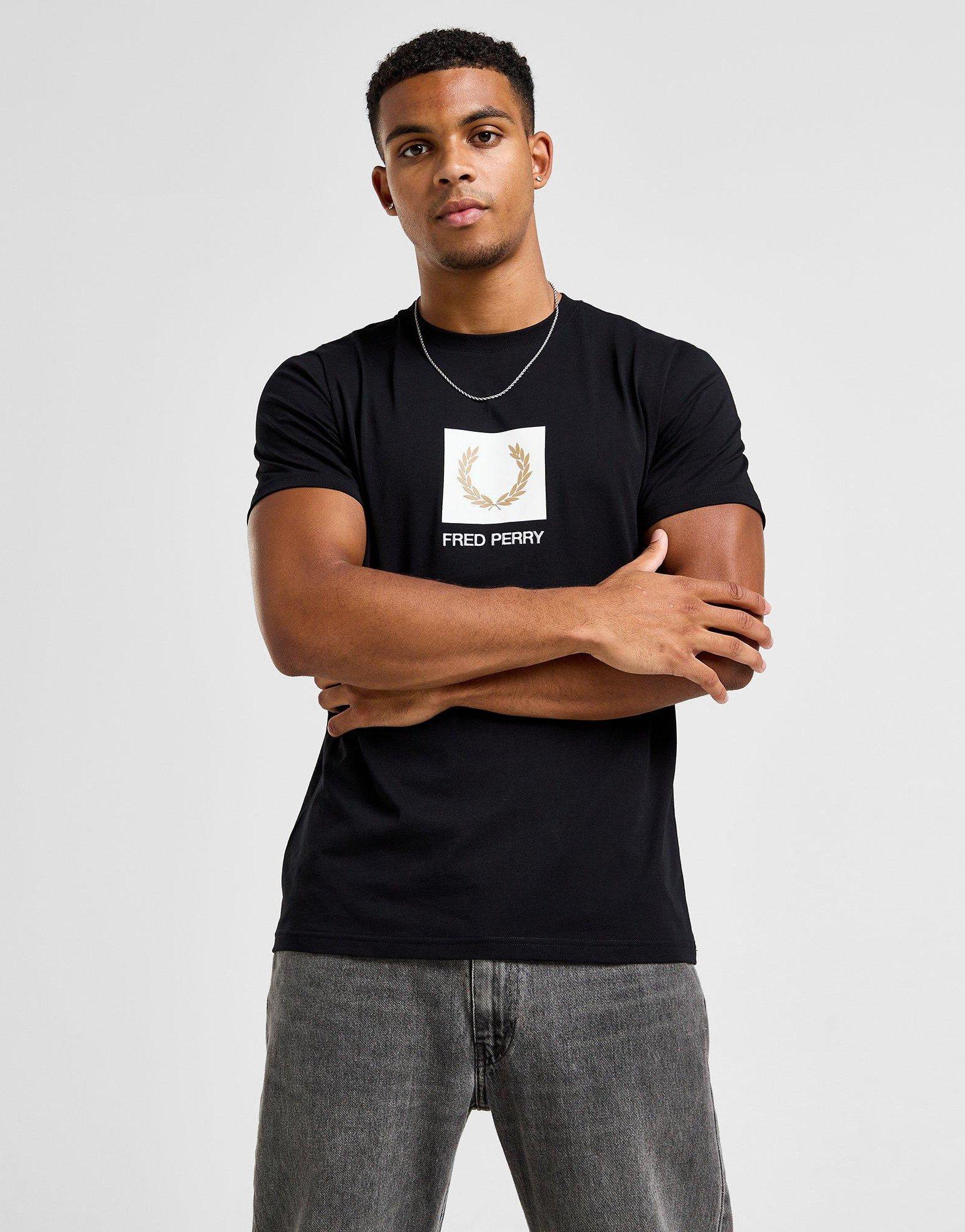 海外限定アイテム 希少デザイン FRED PERRY Box Logo T-Shirt Black Fred Perry Box Logo T-Shirt - JD Sports Global