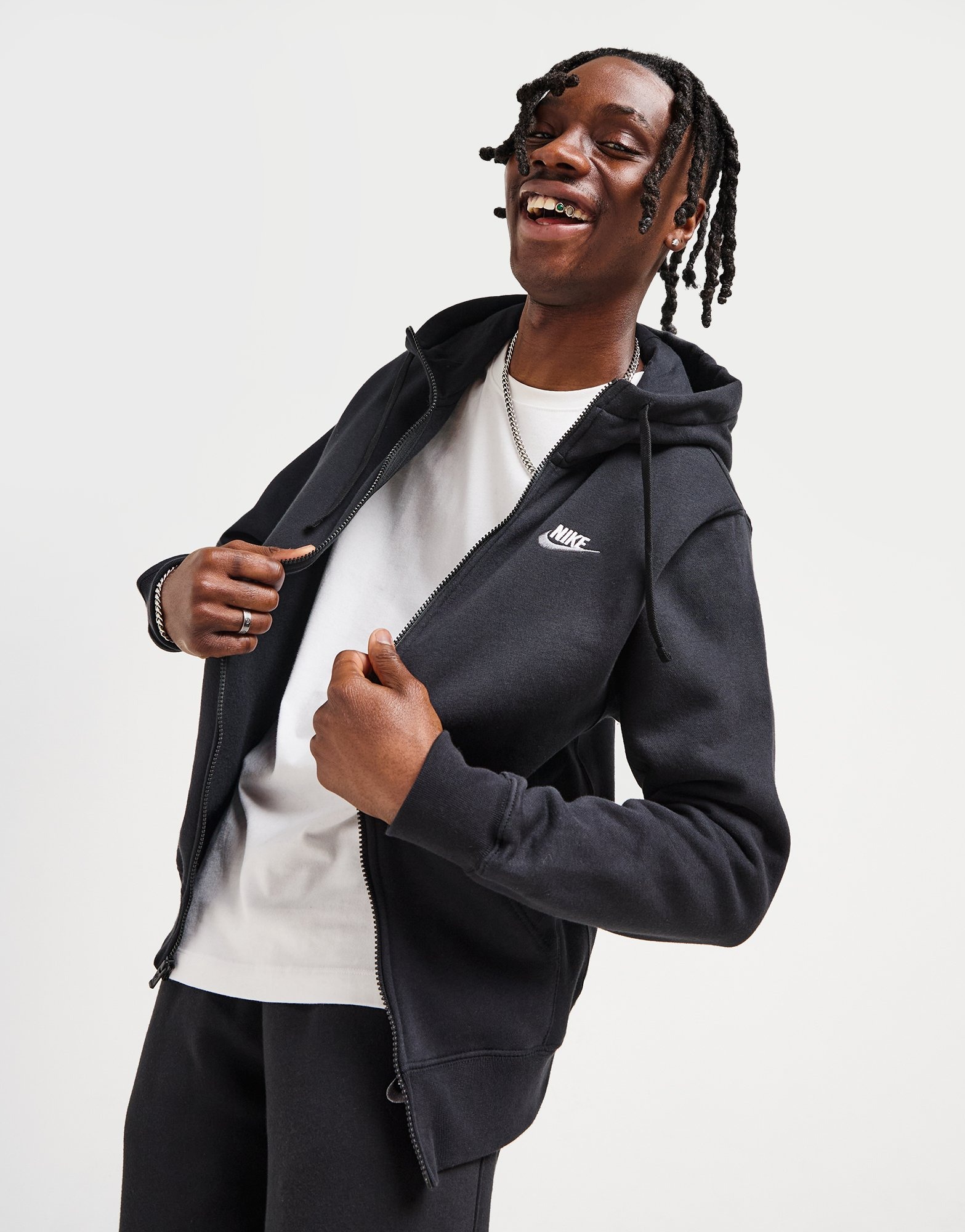 Zwart Nike Foundation Full Zip Hoodie - JD Sports Nederland