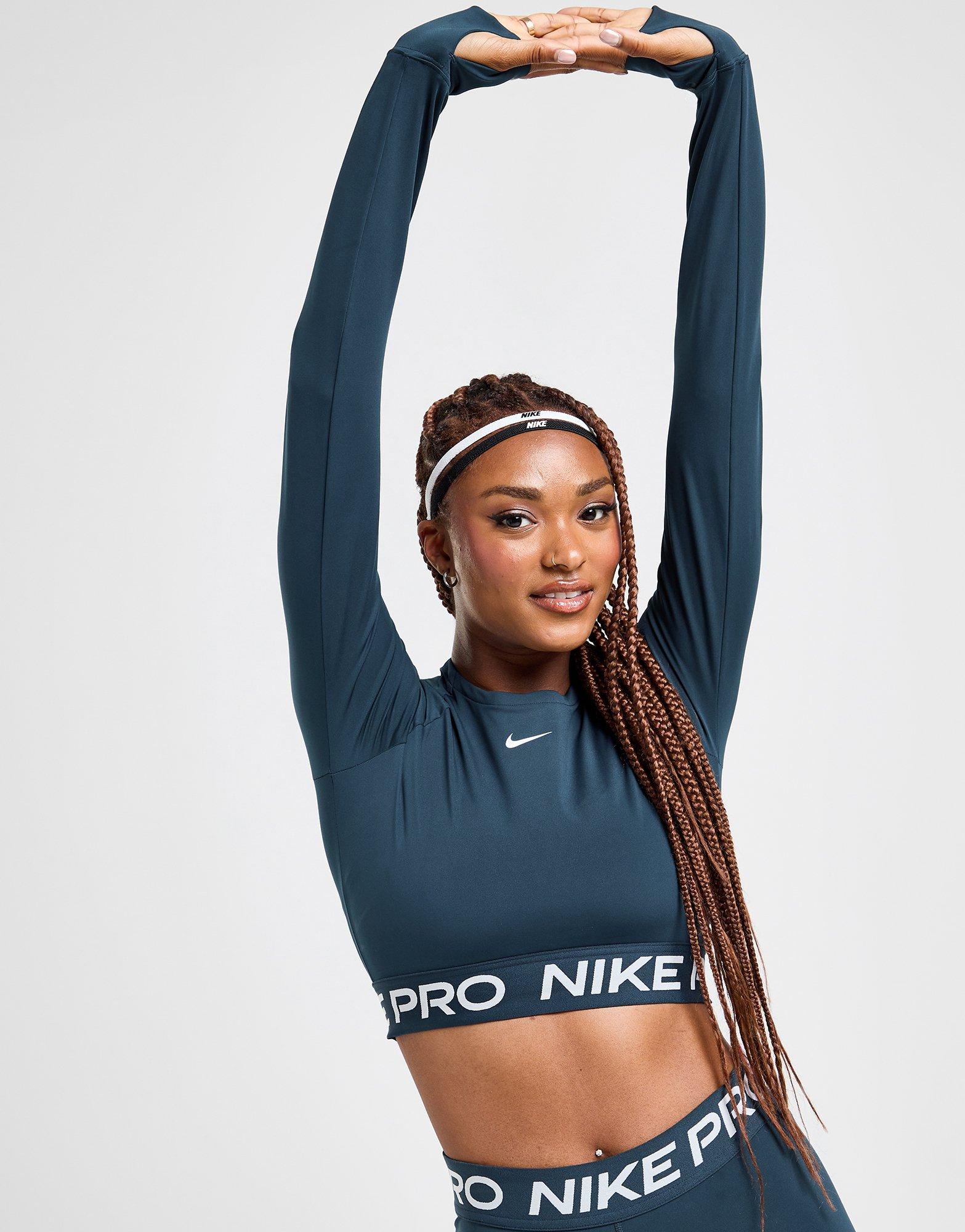 Black Nike Training Pro Long Sleeve Crop Top - JD Sports Global