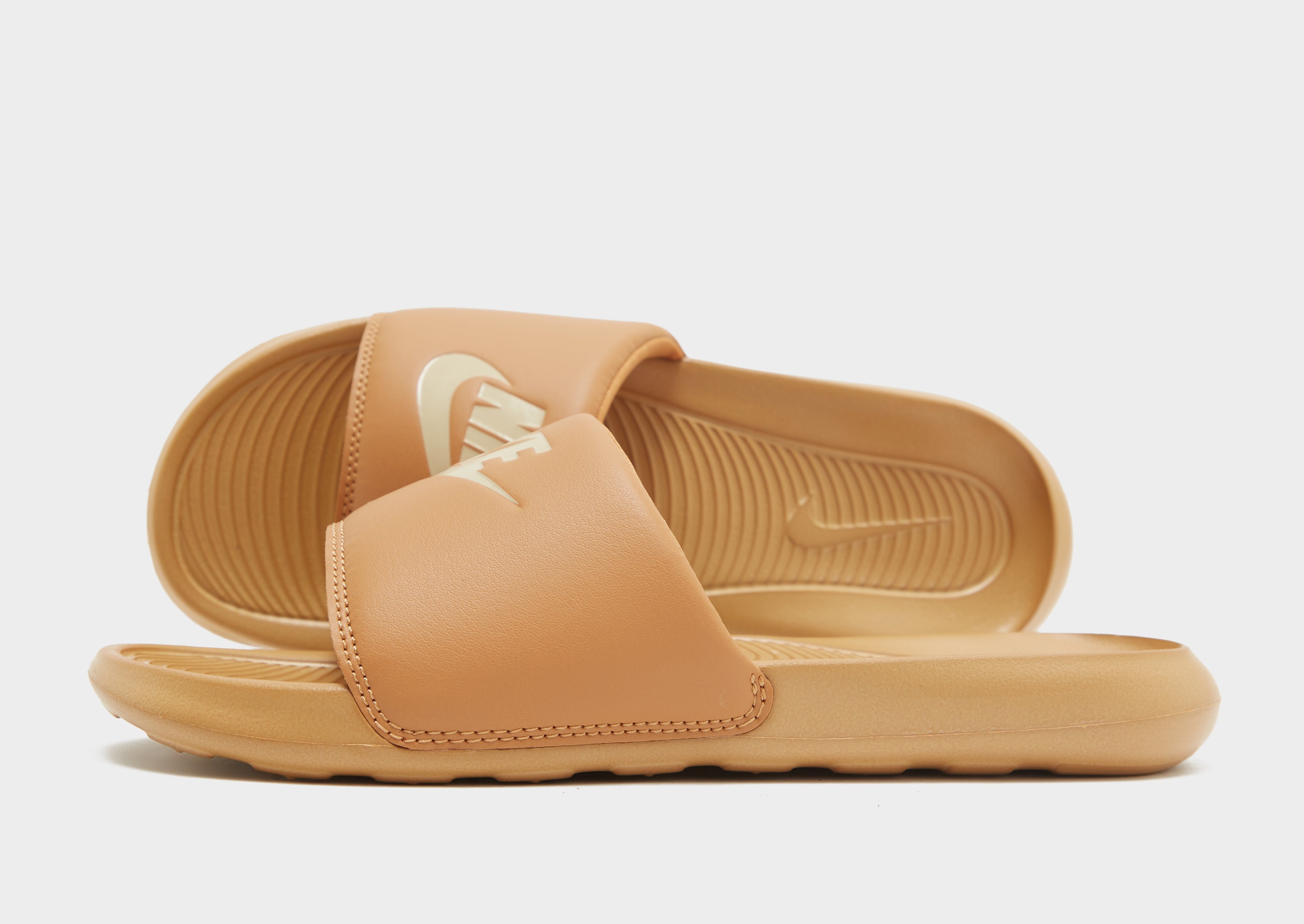 Tan nike slides on sale