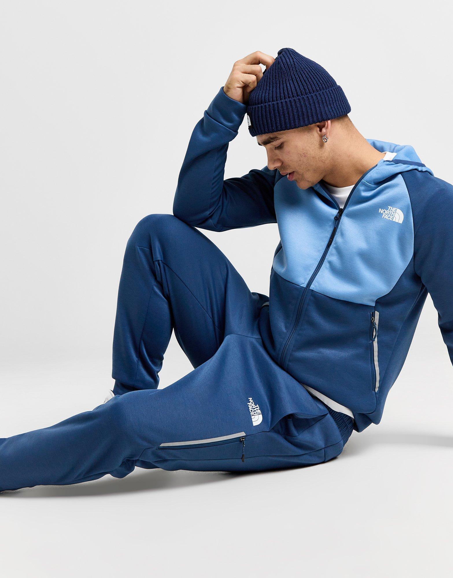 Fashion blue and grey north face tracksuit