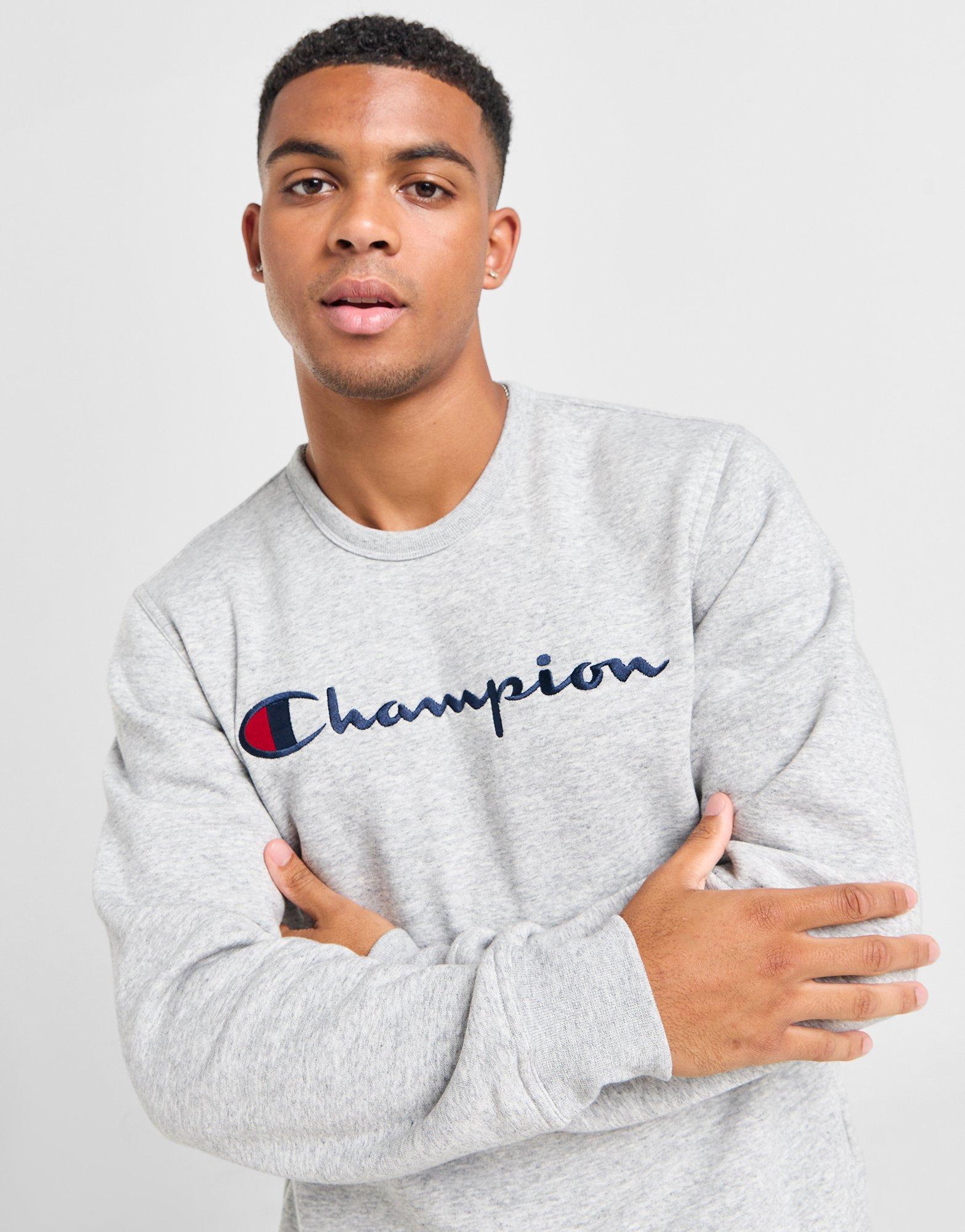 Champion logo crew sweatshirt sale