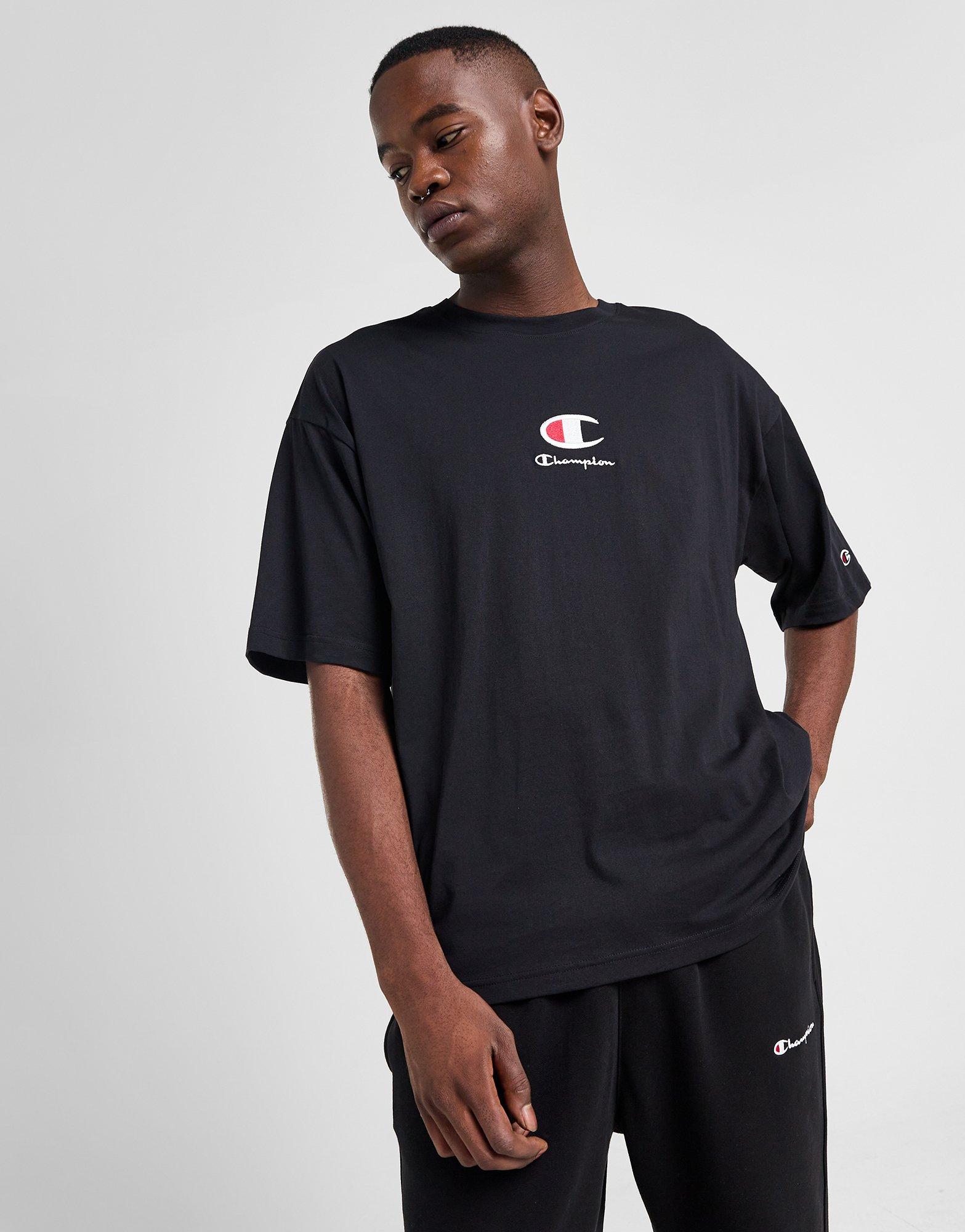 Black Champion Central Logo Oversized T Shirt JD Sports UK