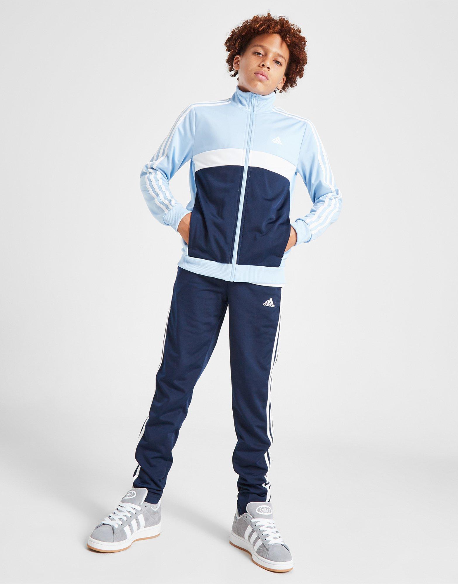 Light blue adidas tracksuit junior hotsell