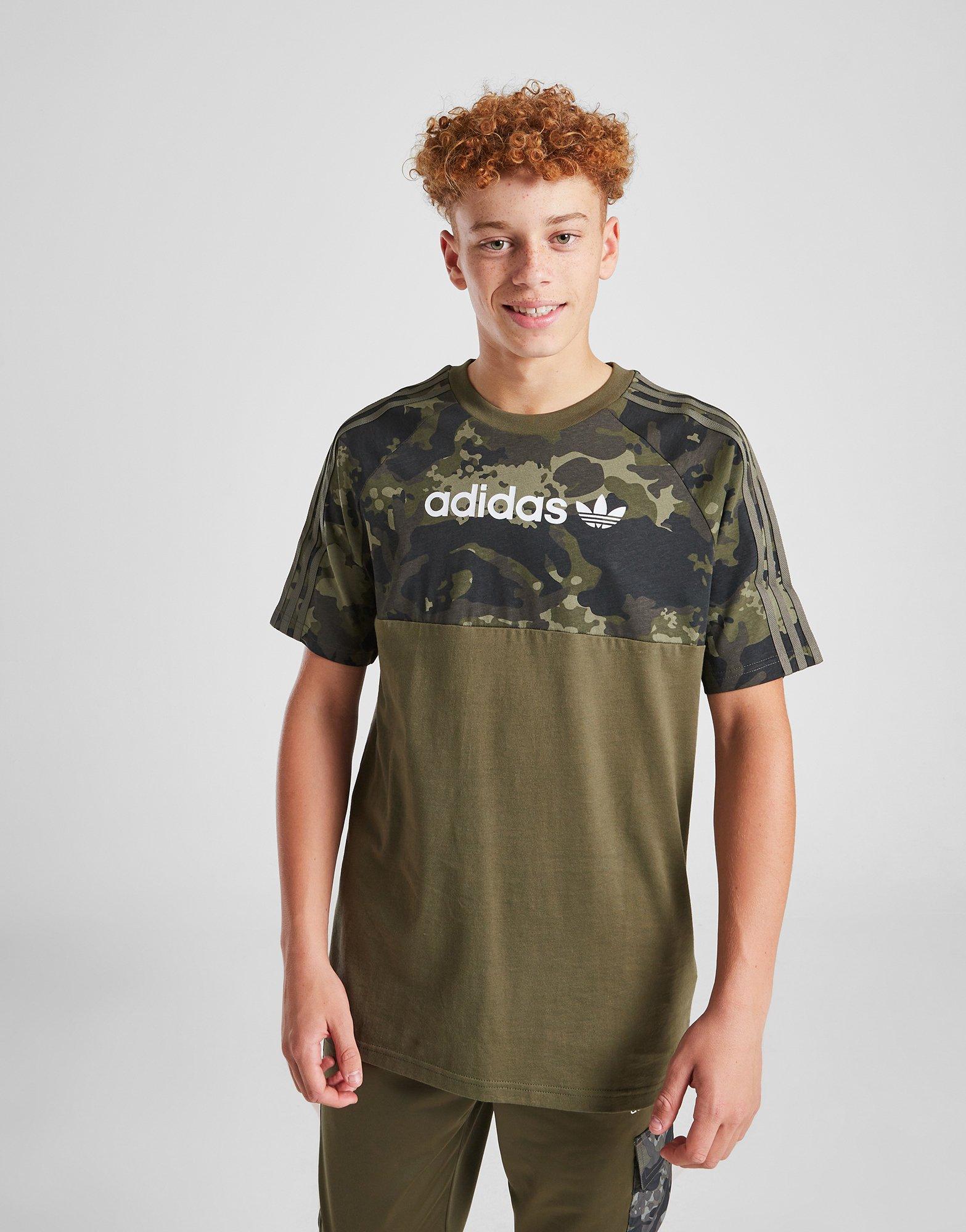 Green adidas Originals Camo Colour Block T Shirt Junior JD Sports Global