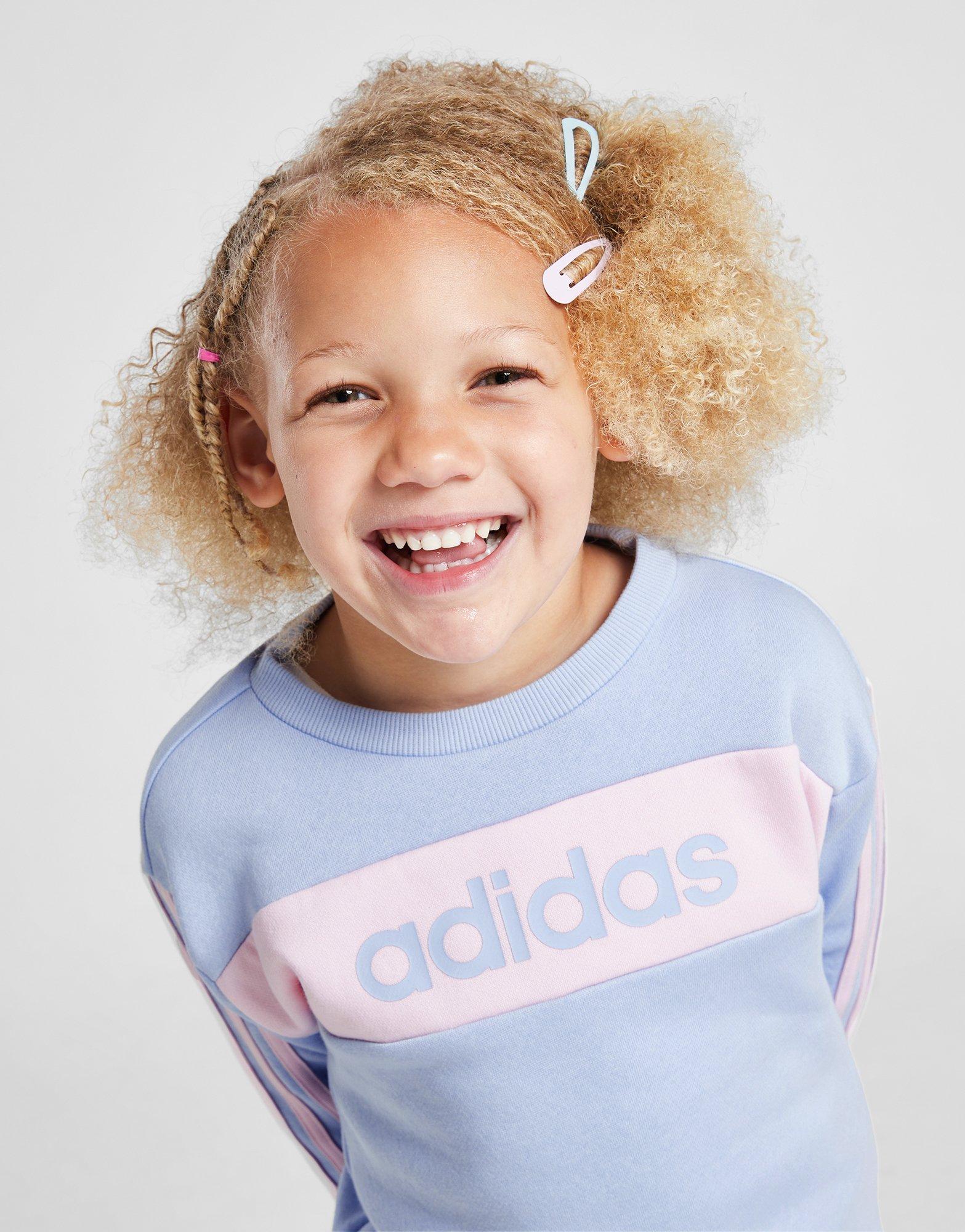 adidas Girls' Linear Colour Block Crew Trainingsoberteil Babys