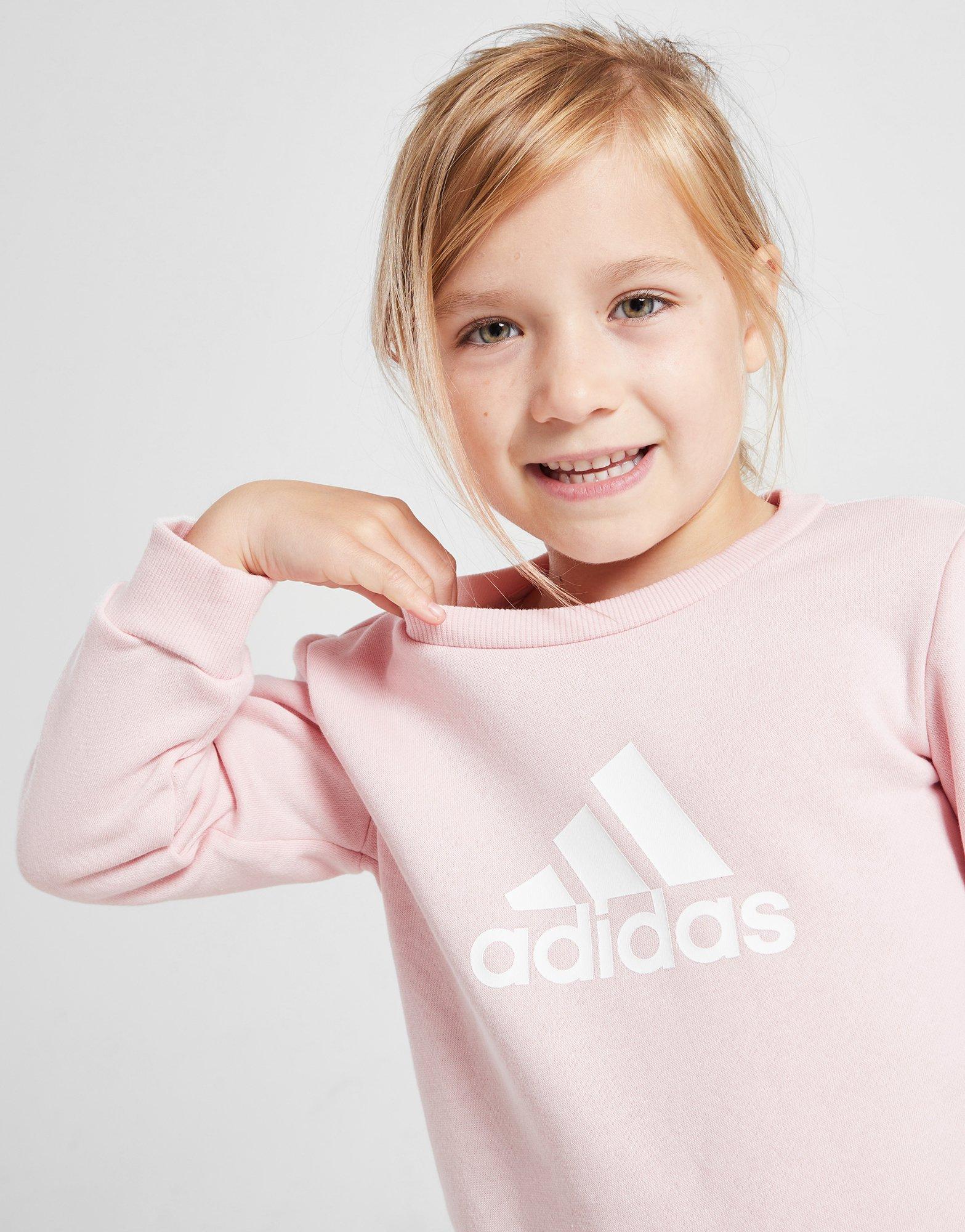 adidas Girls' Badge of Sport Crew Tracksuit Infant