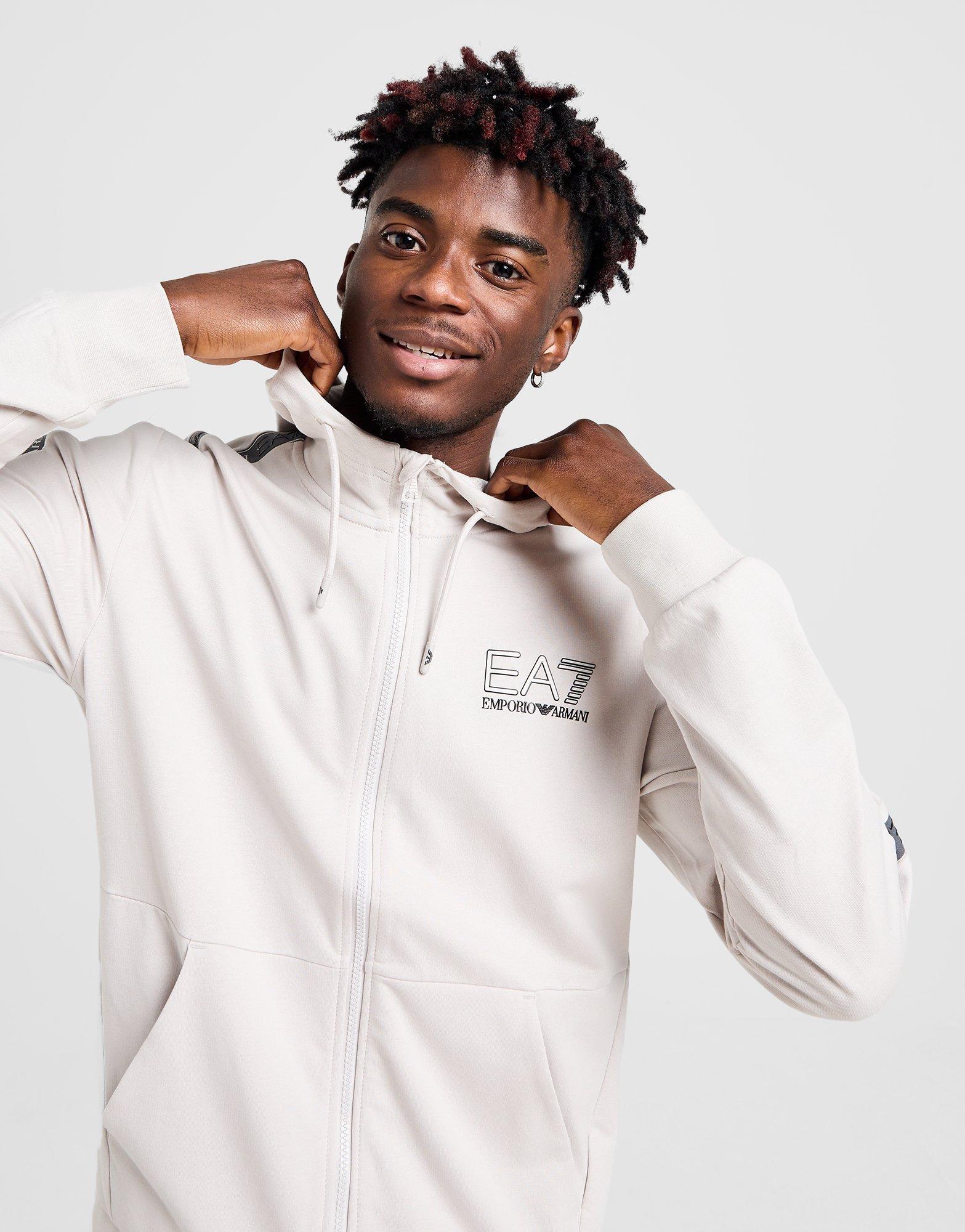 EA7 Emporio Armani Tape French Terry Hoodie mit durchgehendem Reißverschluss