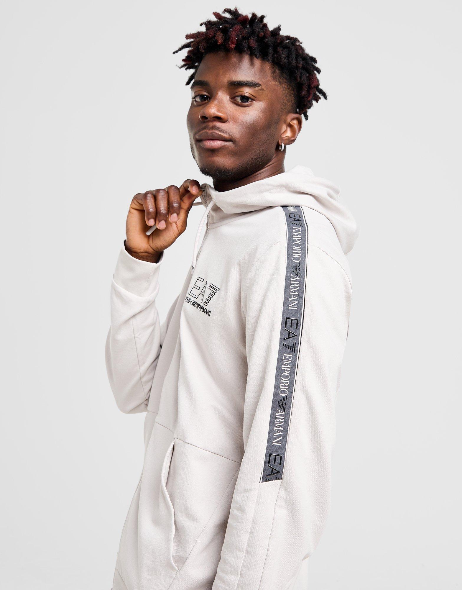 EA7 Emporio Armani Tape French Terry Hoodie mit durchgehendem Reißverschluss
