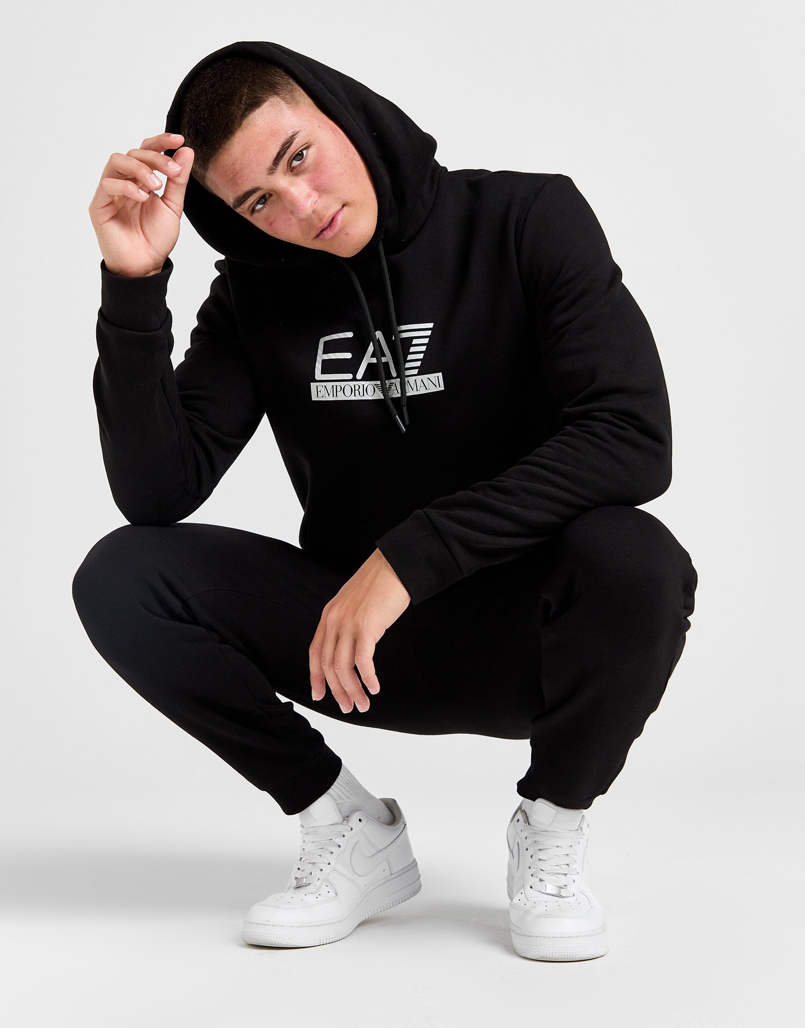 Black Emporio Armani Ea7 Carbon Logo Overhead Tracksuit Jd Sports Global