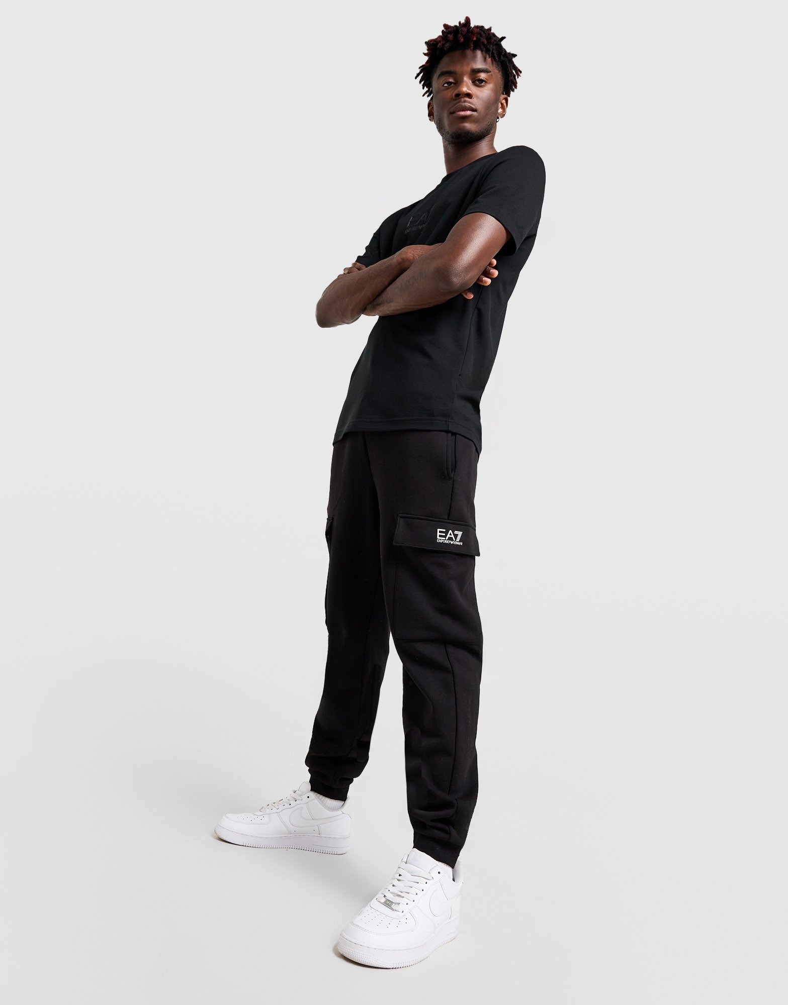 Black Emporio Armani EA7 Core Fleece Cargo Joggers | JD Sports UK