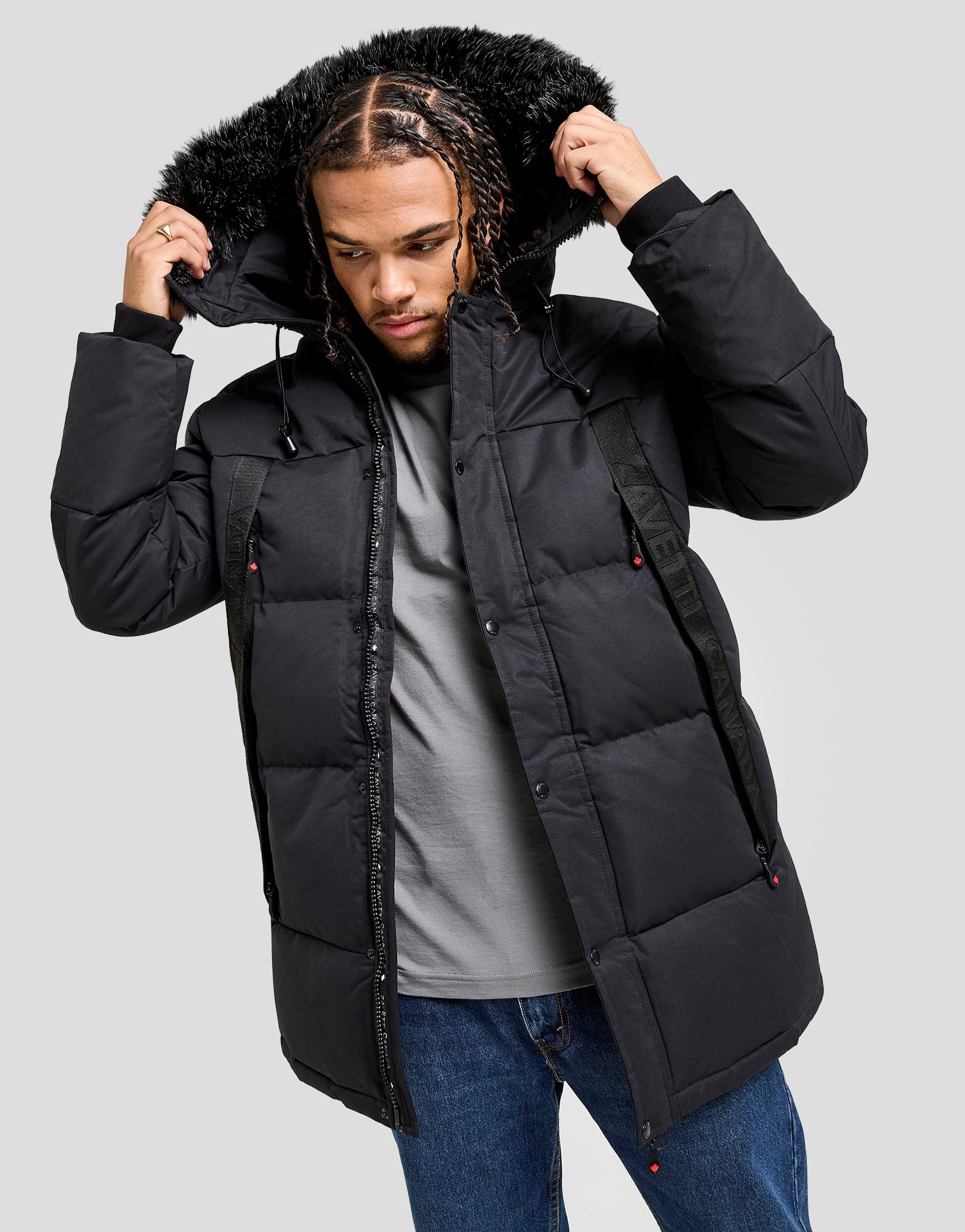 4s4ki 4444年 C4” Full-zip parka black jd_711431_a?qlt=92