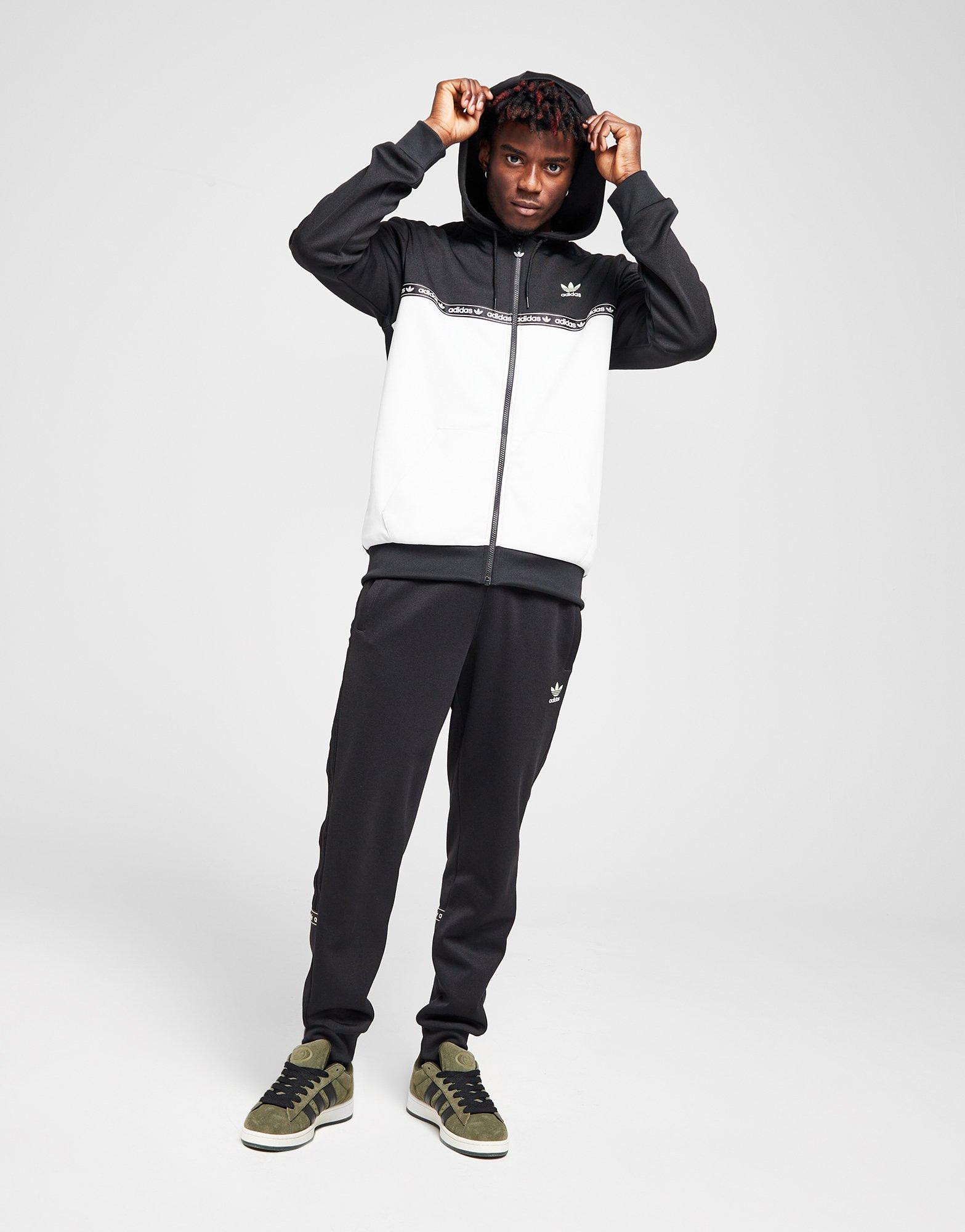 Adidas originals tape overhead hoodie black hotsell