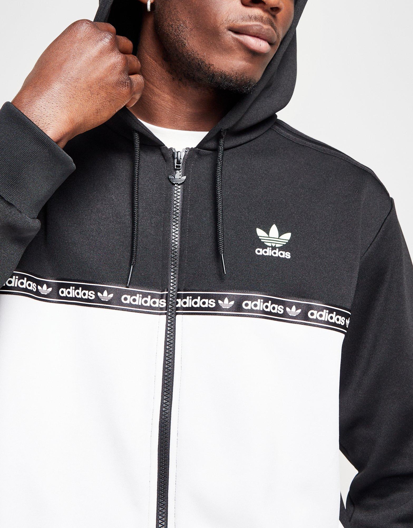 adidas Originals Tape Full Zip Hoodie in Nero JD Sports