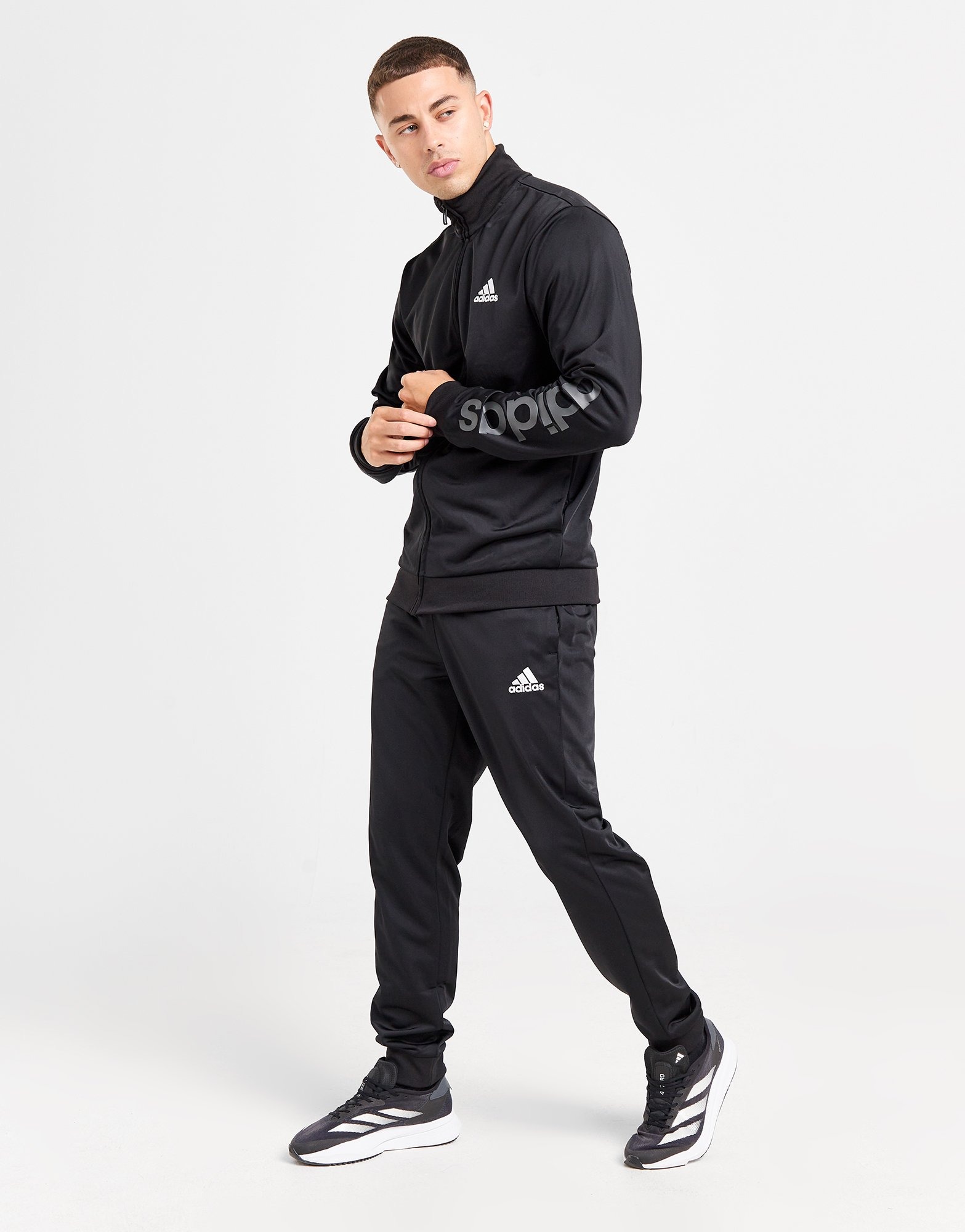 adidas Poly Linear Tracksuit in Nero JD Sports