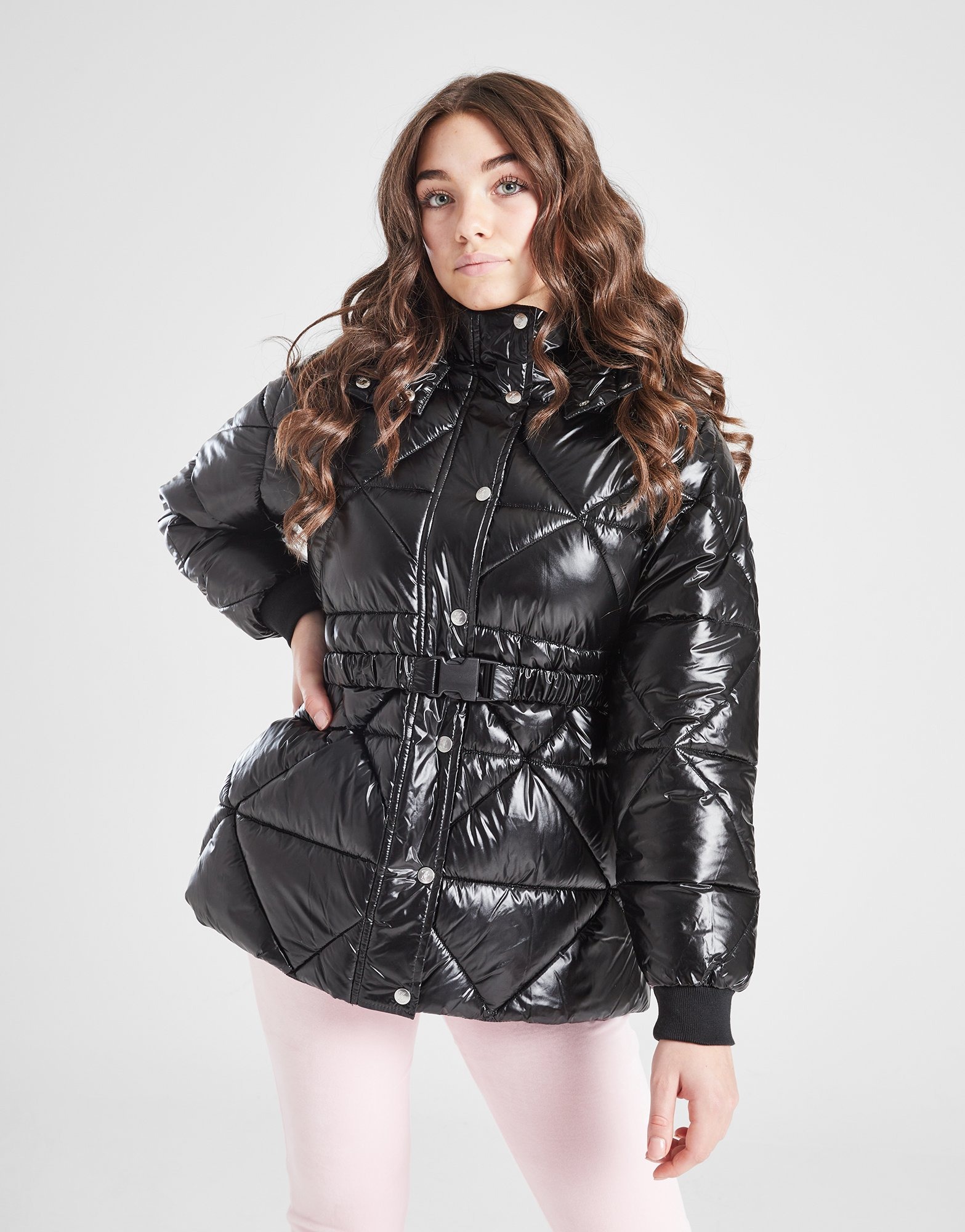 Black JUICY COUTURE High Shine Belt Puffer Jacket Junior JD Sports Ireland