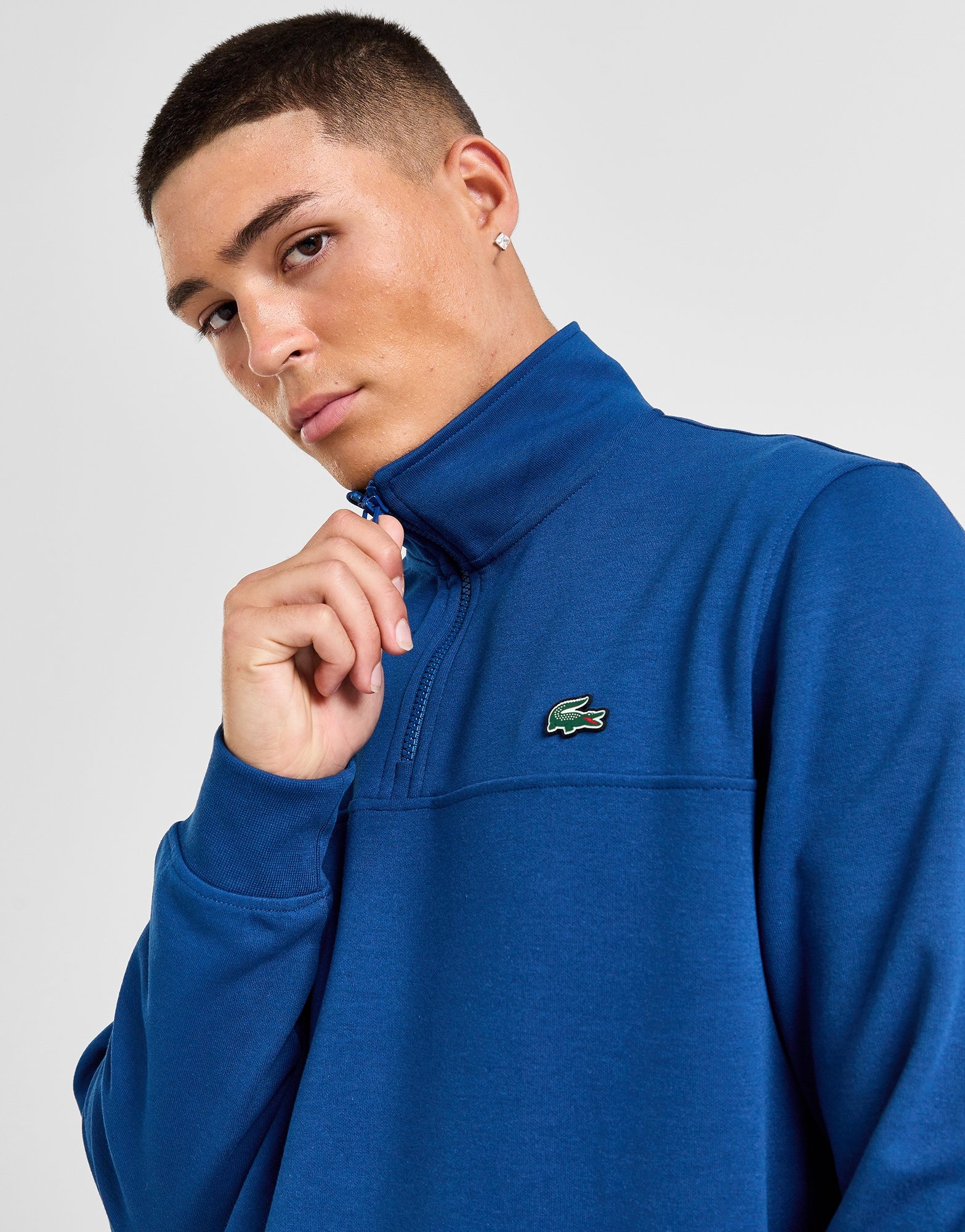 Lacoste Red & Blue Lightweight Quarter Zip Sweater store