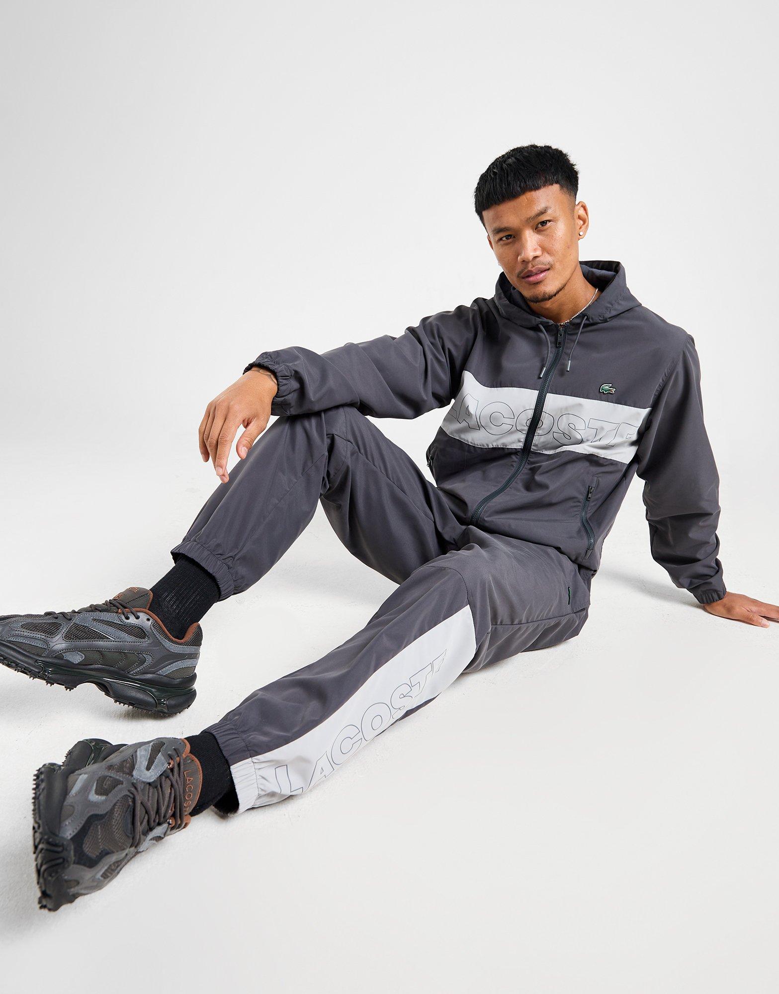 Grey Lacoste Woven Colour Block Tracksuit JD Sports