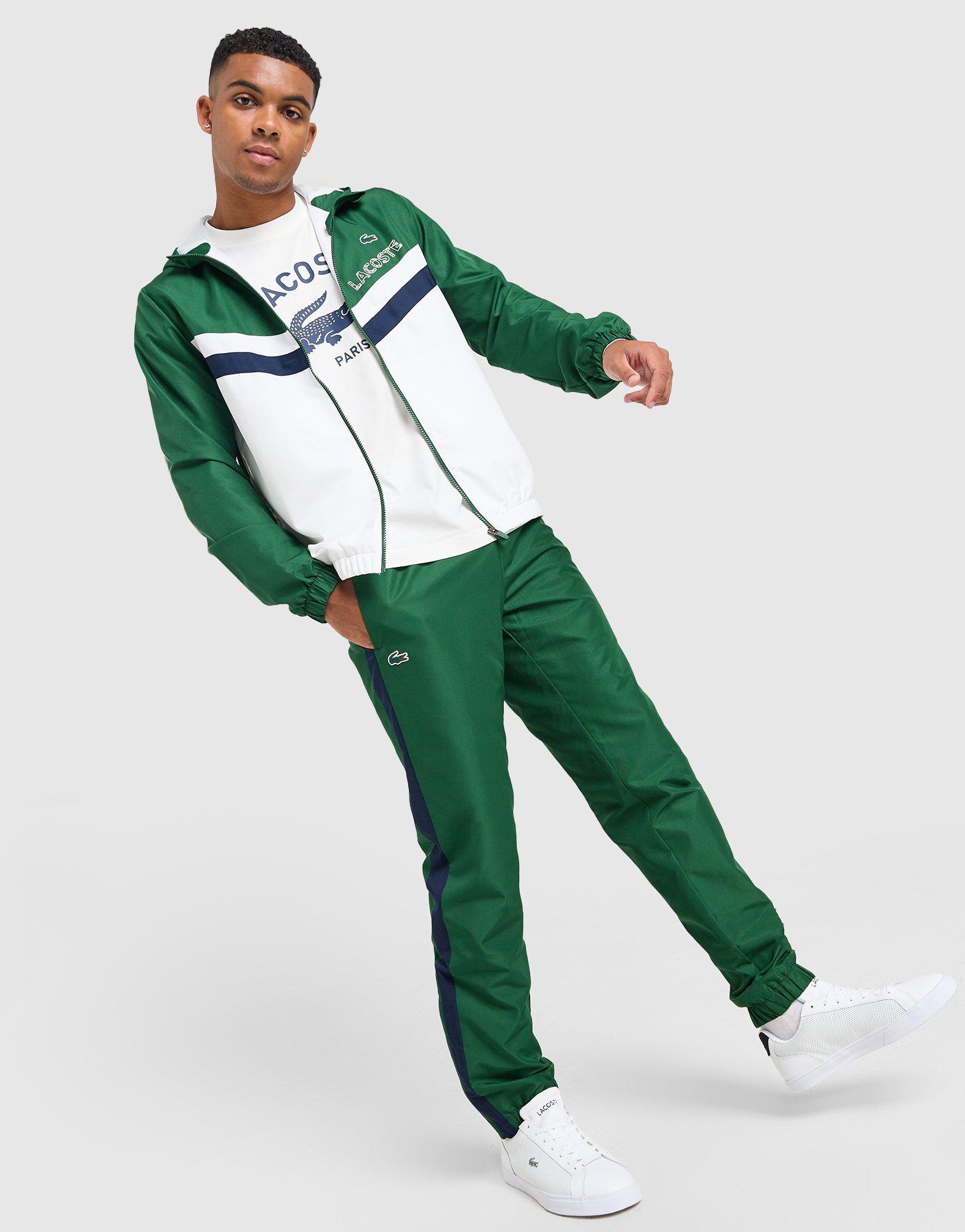 Green Lacoste Woven Hooded Chevron Tracksuit JD Sports Global