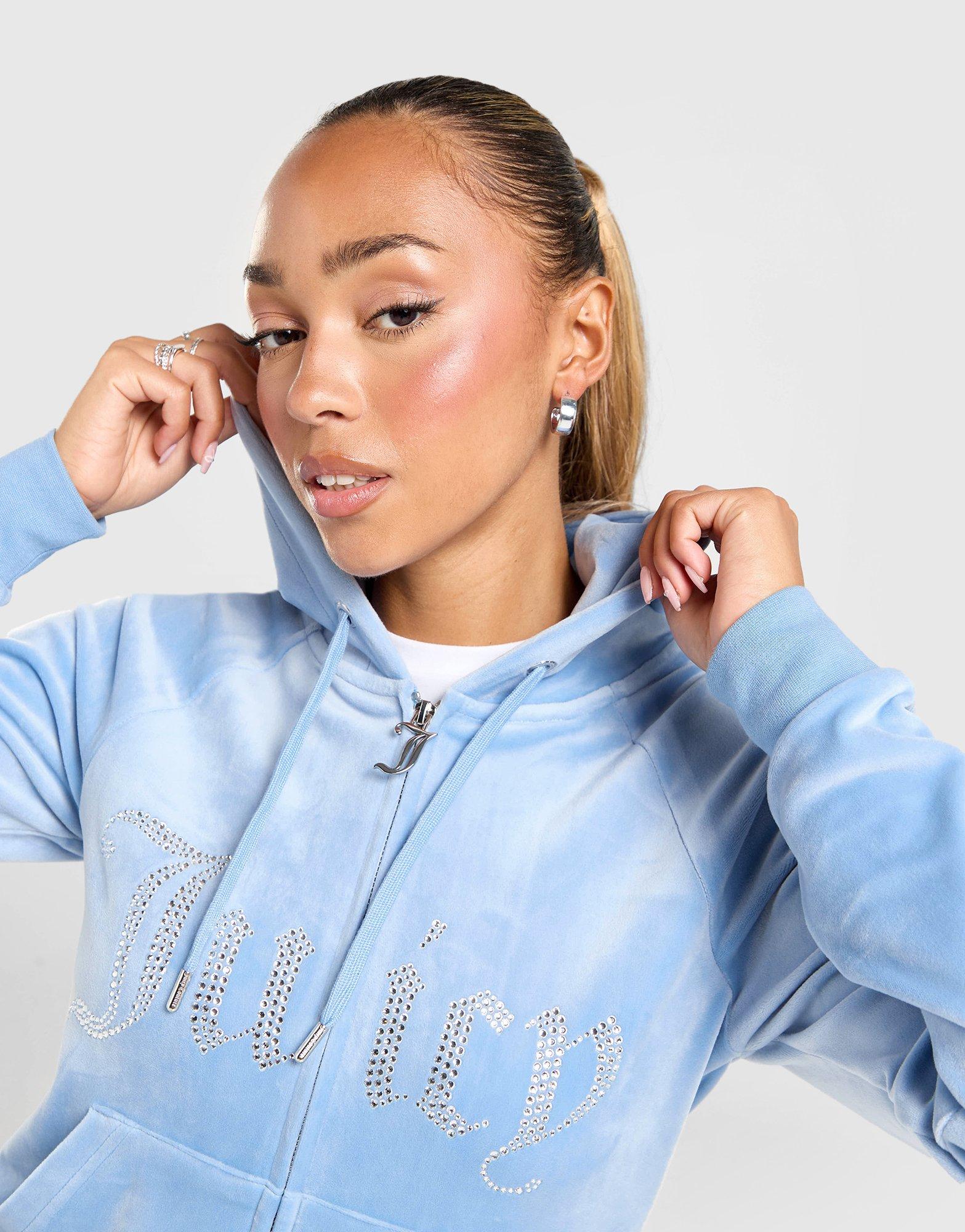 JUICY COUTURE Diamante Velours Full Zip Hoodie
