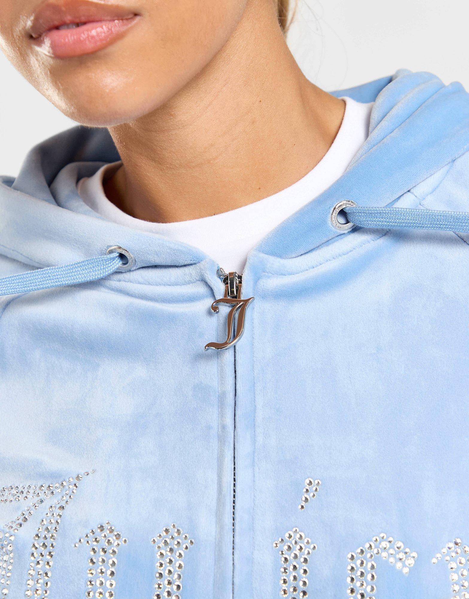 JUICY COUTURE Diamante Velours Full Zip Hoodie