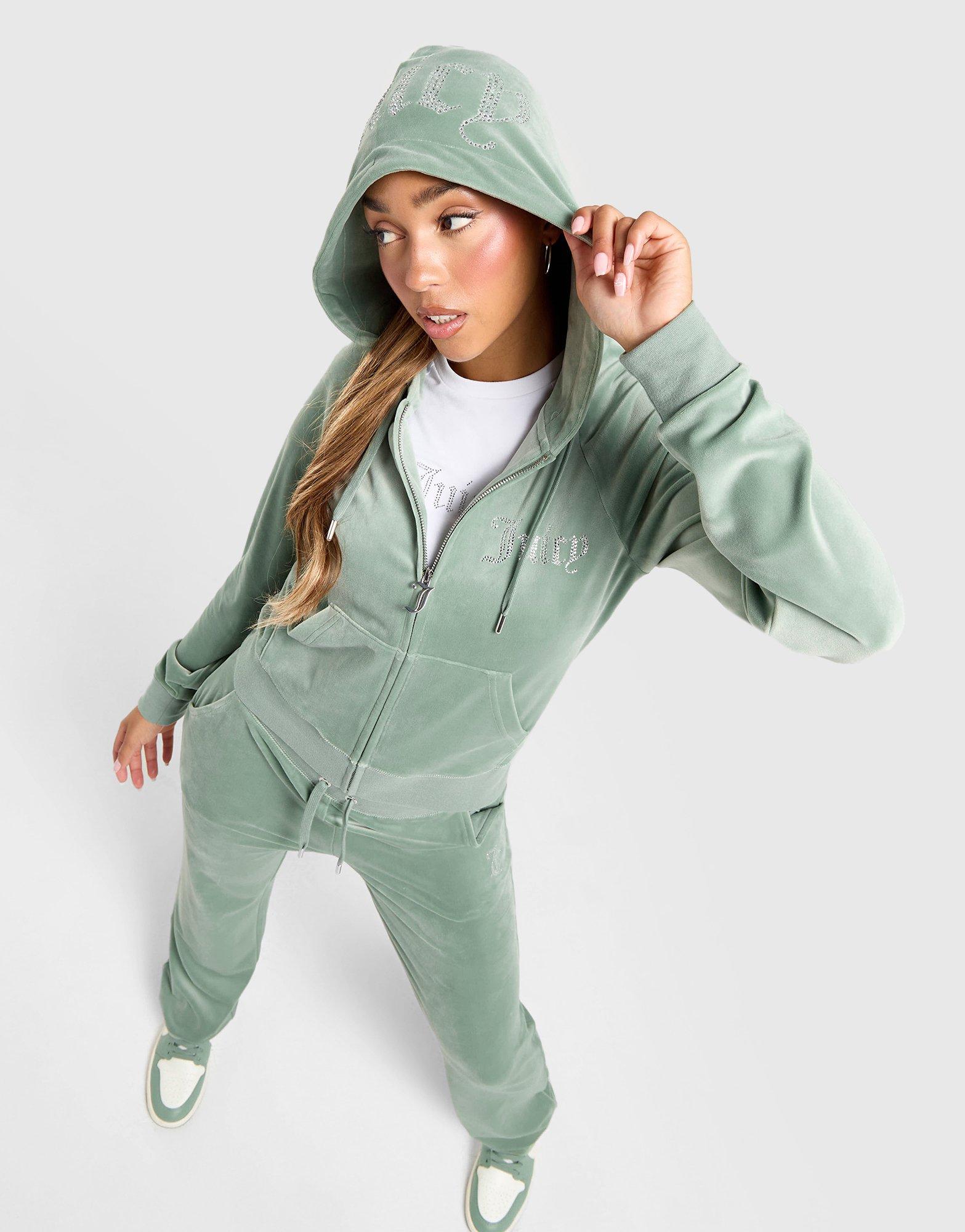 Green velour hoodie best sale