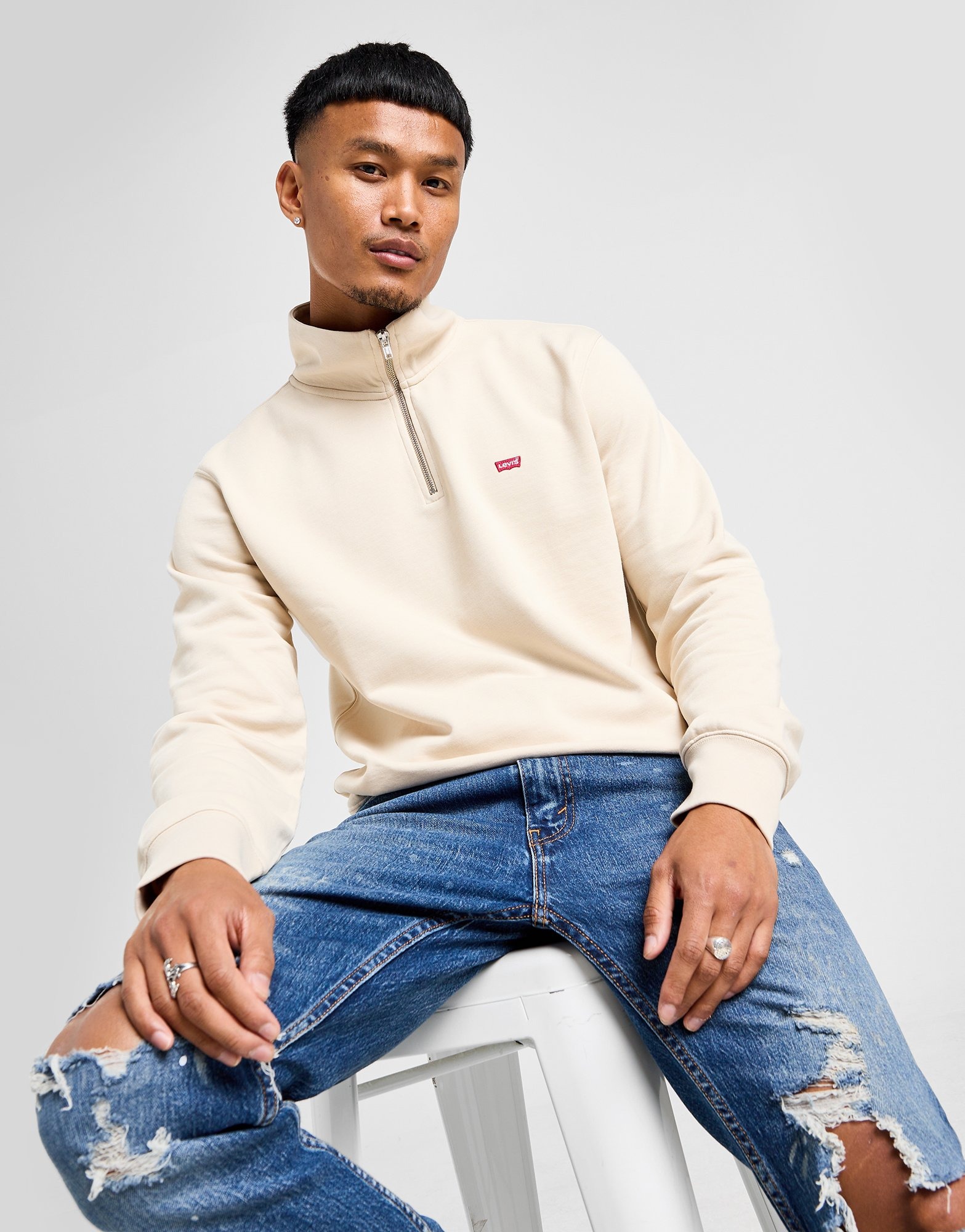 Levi's half zip logo sweatshirt clearance