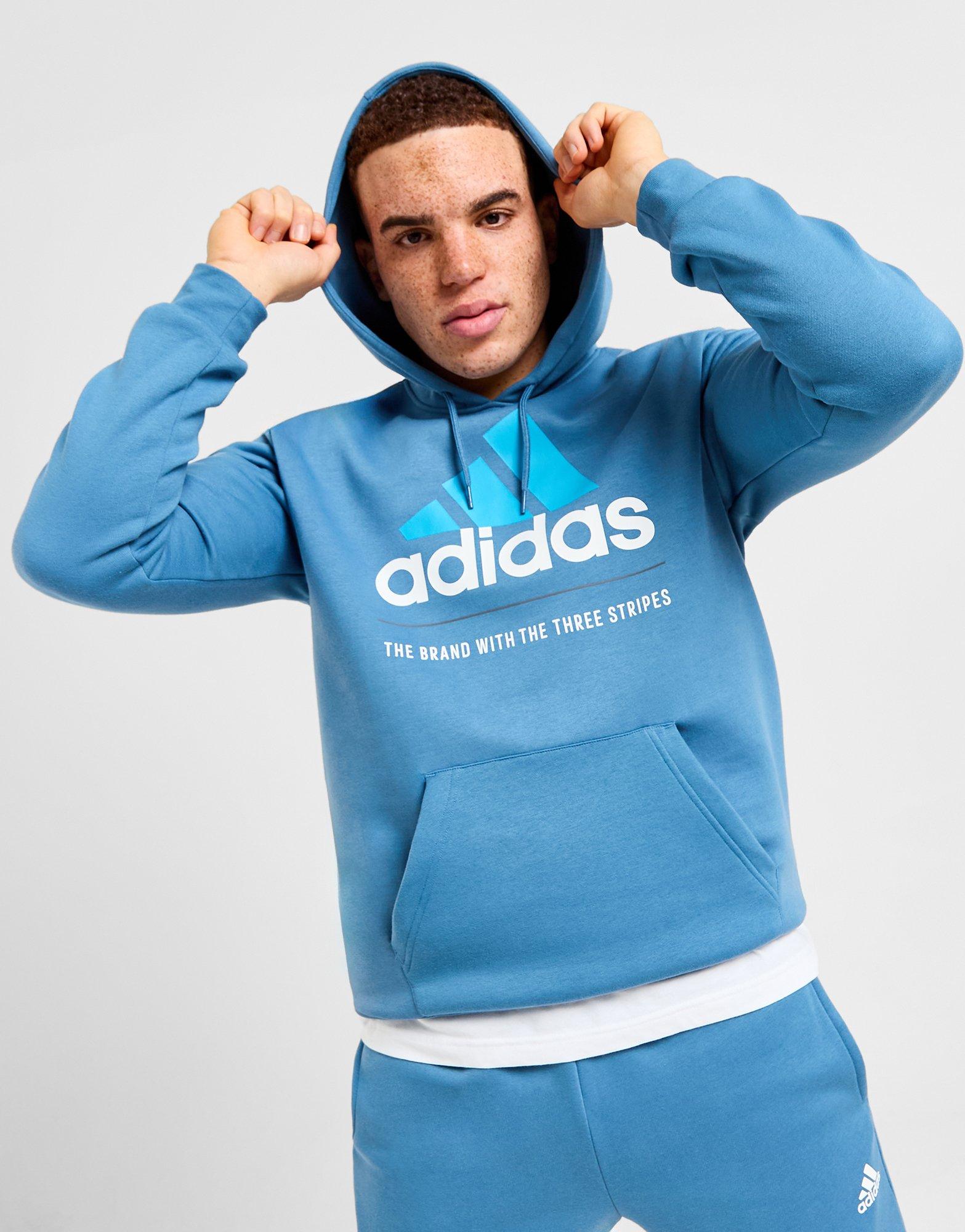 Blue adidas Badge of Sport Logo Hoodie JD Sports UK