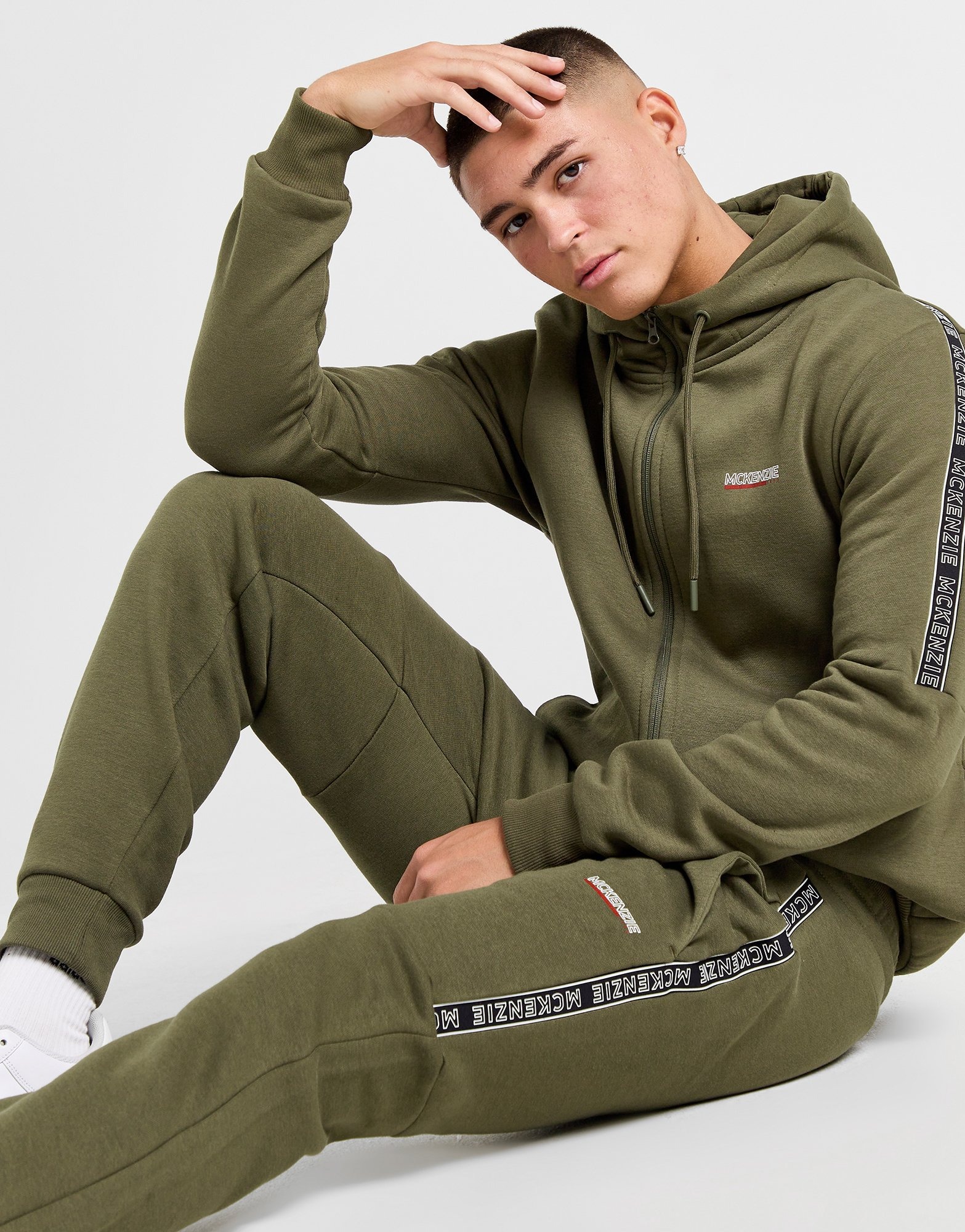 Green McKenzie Essential Tape Full Zip Hoodie JD Sports