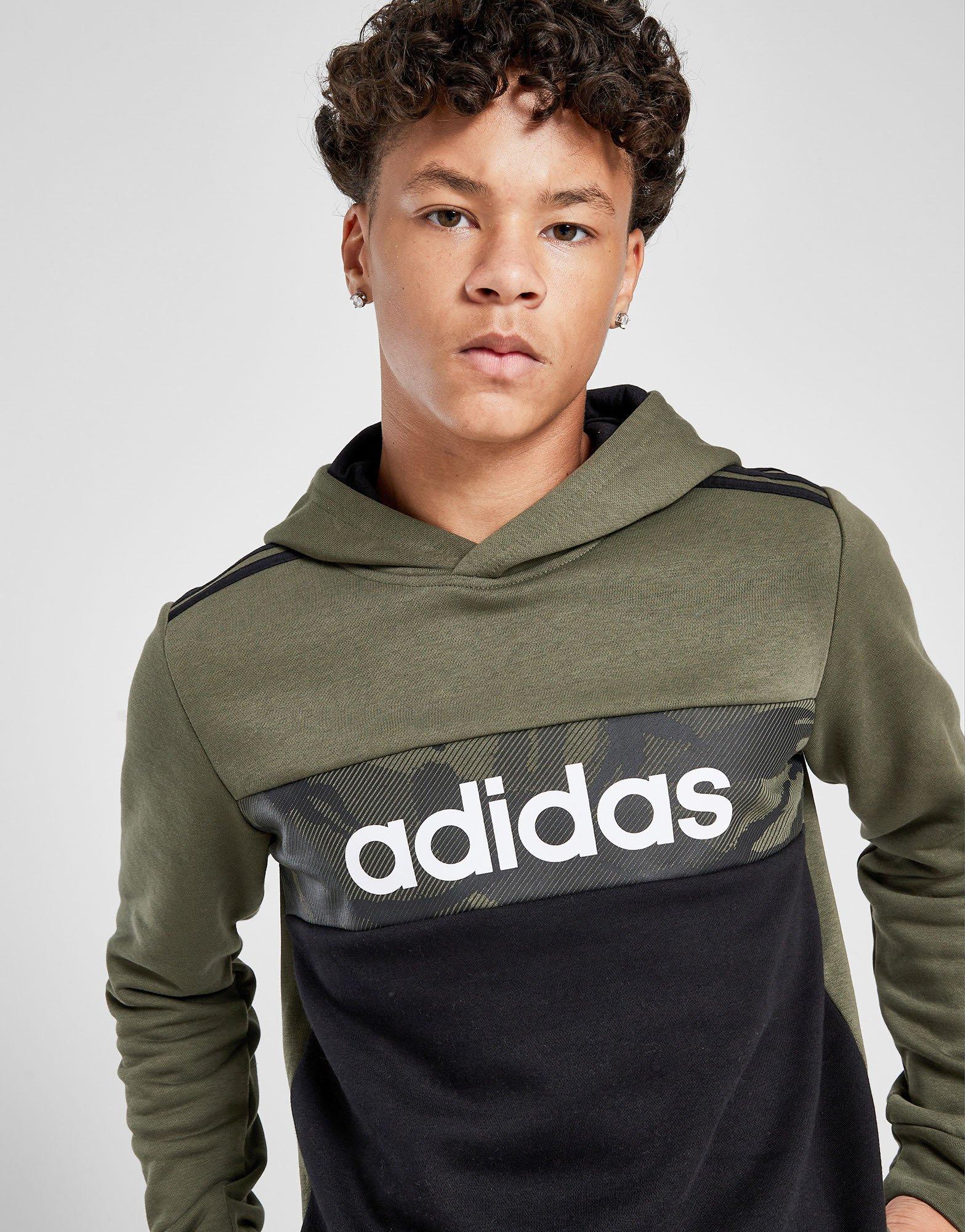 adidas Badge of Sport Camo Overhead Hoodie Junior