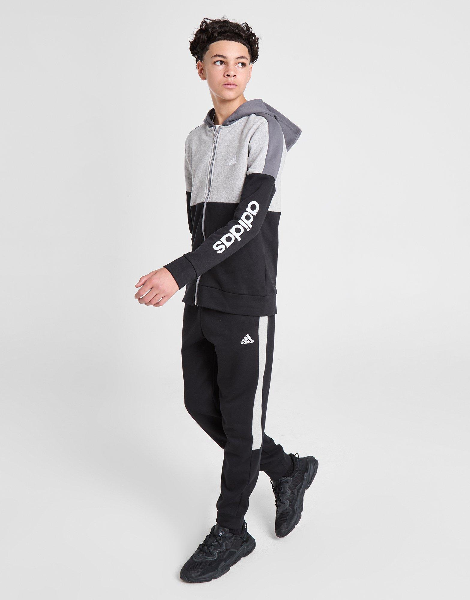 adidas Badge of Sport Colour Block Full Zip Hoodie Junior