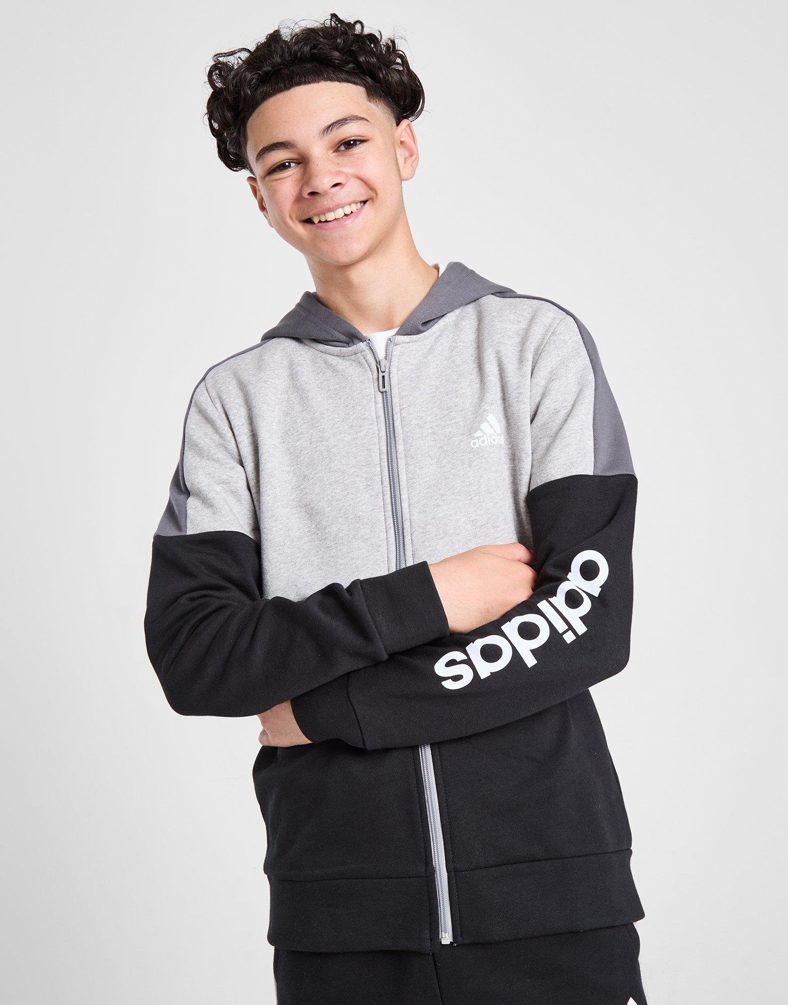 adidas Badge of Sport Colour Block Full Zip Hoodie Junior